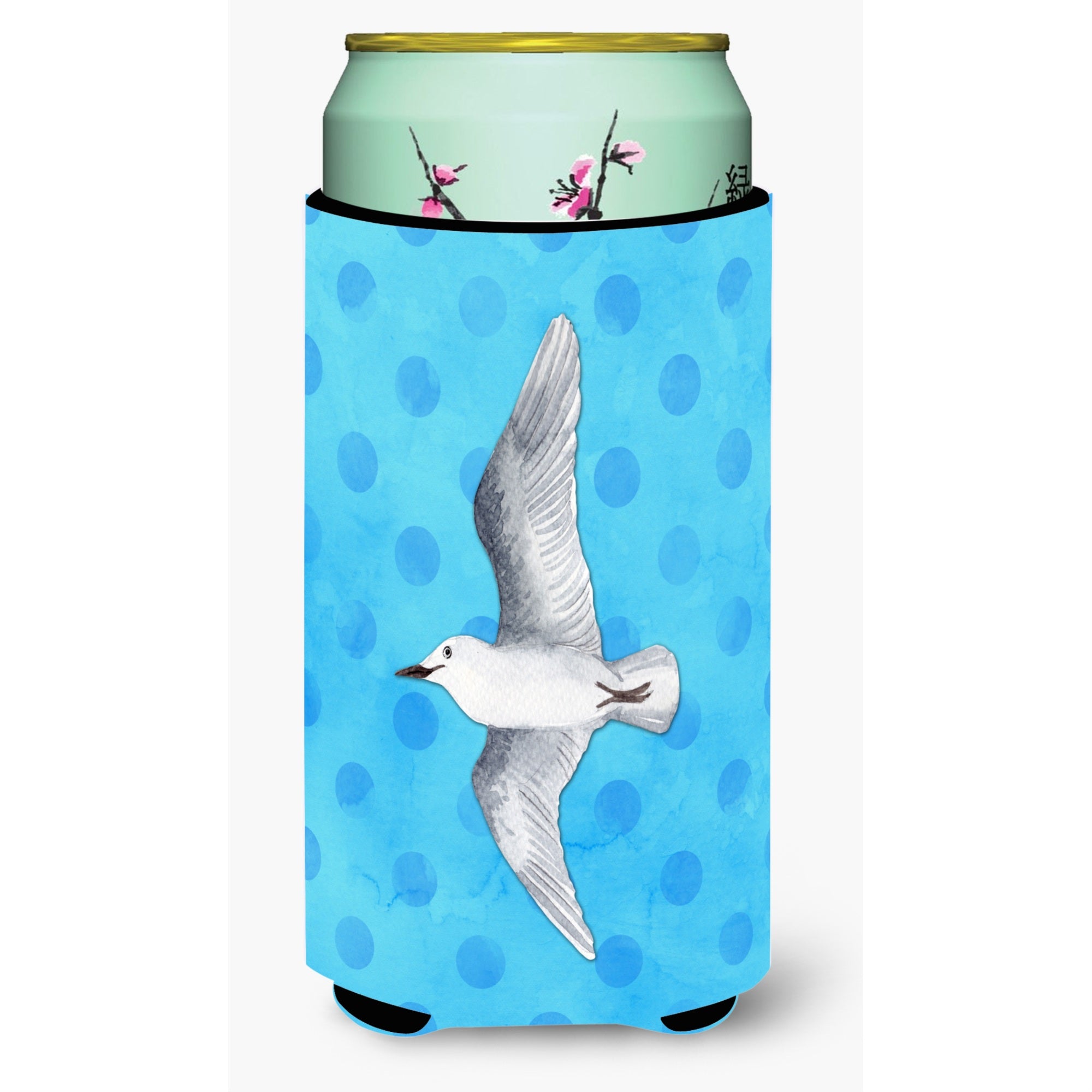 Caroline'S Treasures Sea Gull Blue Polkadot Beverage Insulator Hugger, Tall, Multicolor