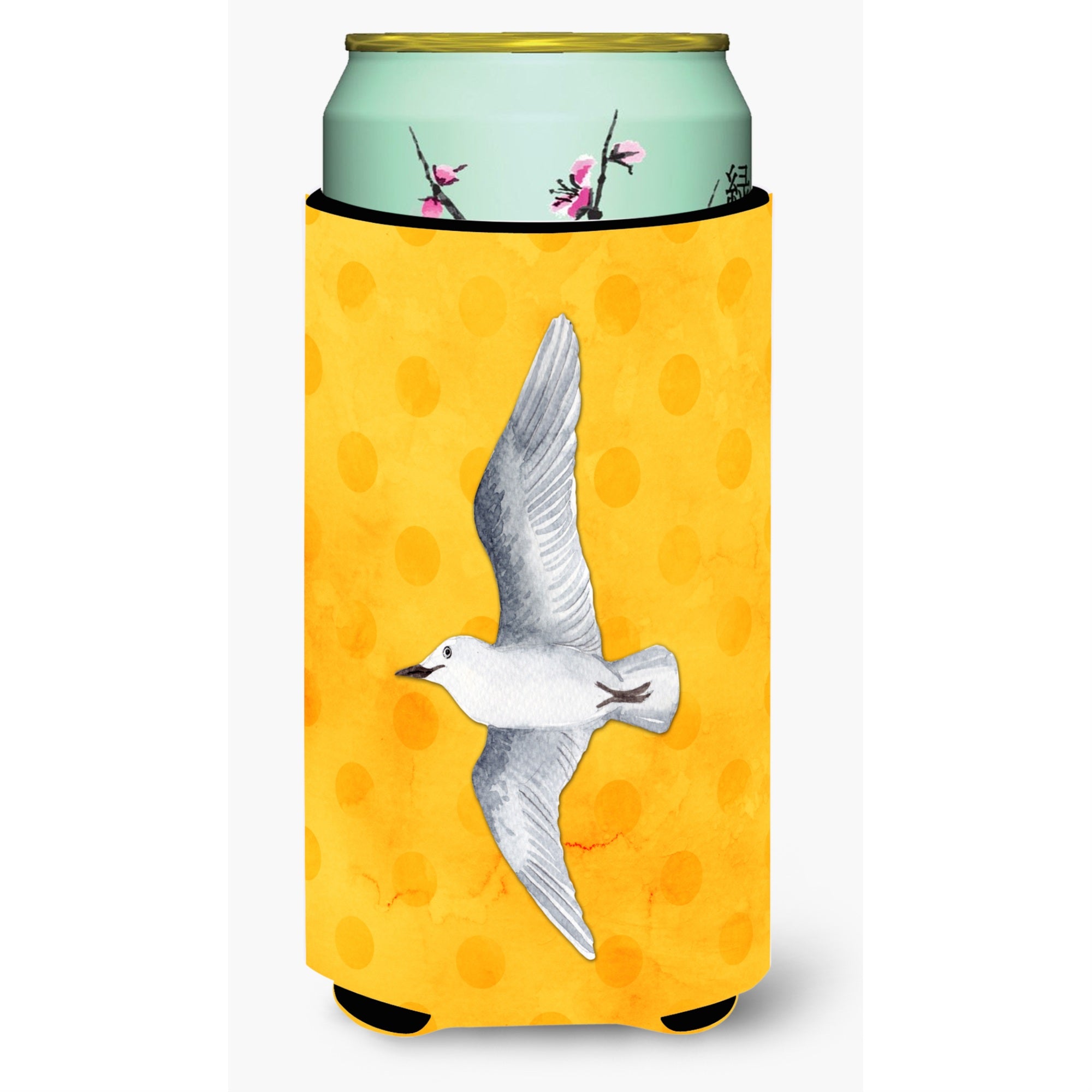 Caroline'S Treasures Sea Gull Yellow Polkadot Beverage Insulator Hugger, Tall, Multicolor