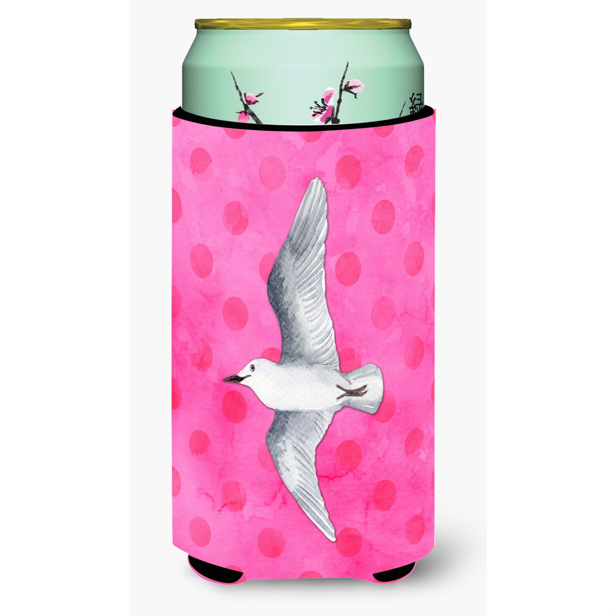 Caroline'S Treasures Sea Gull Pink Polkadot Beverage Insulator Hugger, Tall, Multicolor
