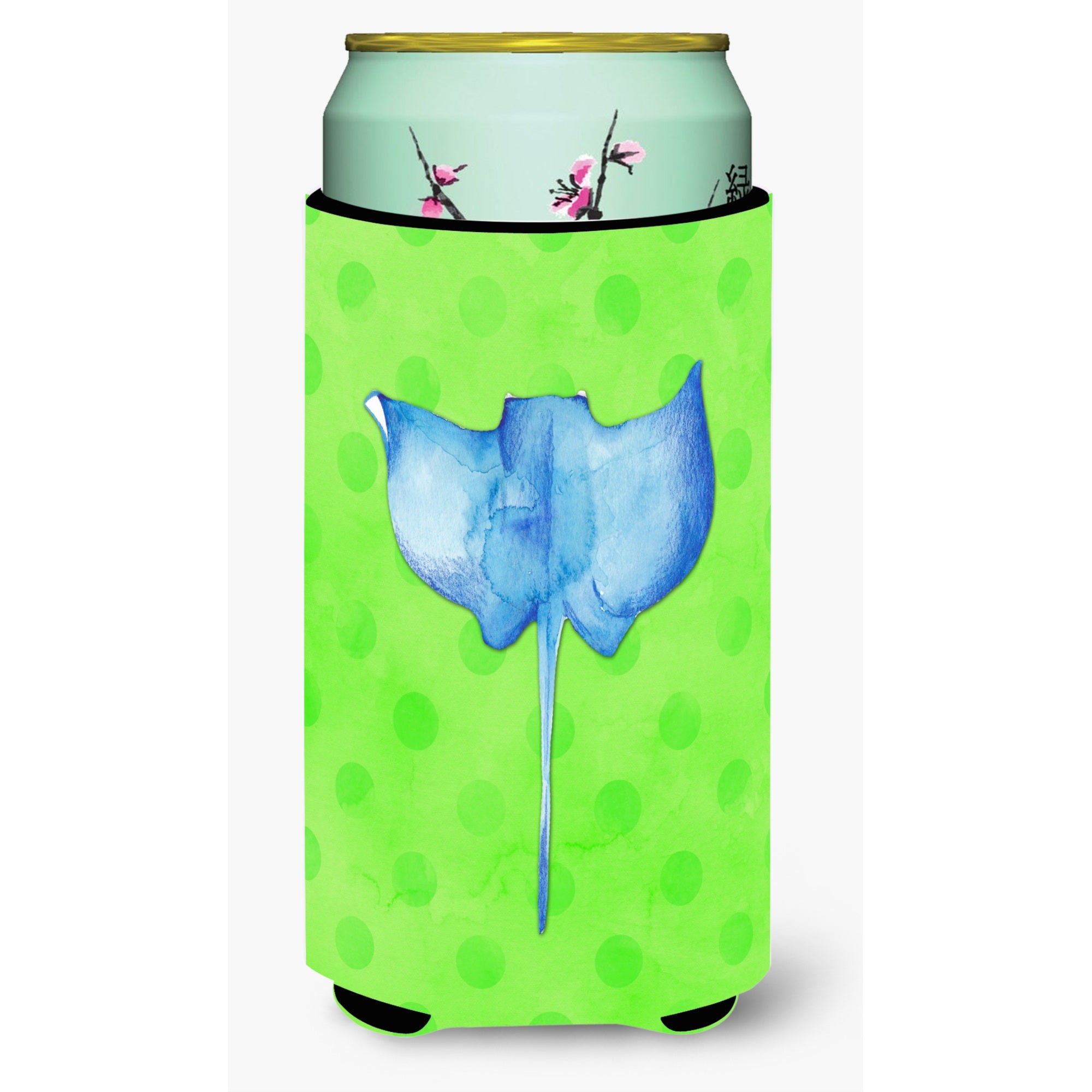 Caroline'S Treasures Sting Ray Green Polkadot Beverage Insulator Hugger, Tall, Multicolor