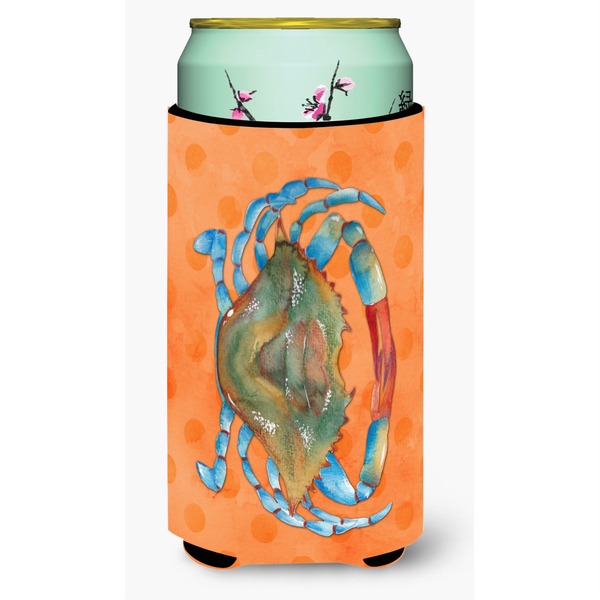 Caroline'S Treasures Blue Crab Orange Polkadot Beverage Insulator Hugger, Tall, Multicolor