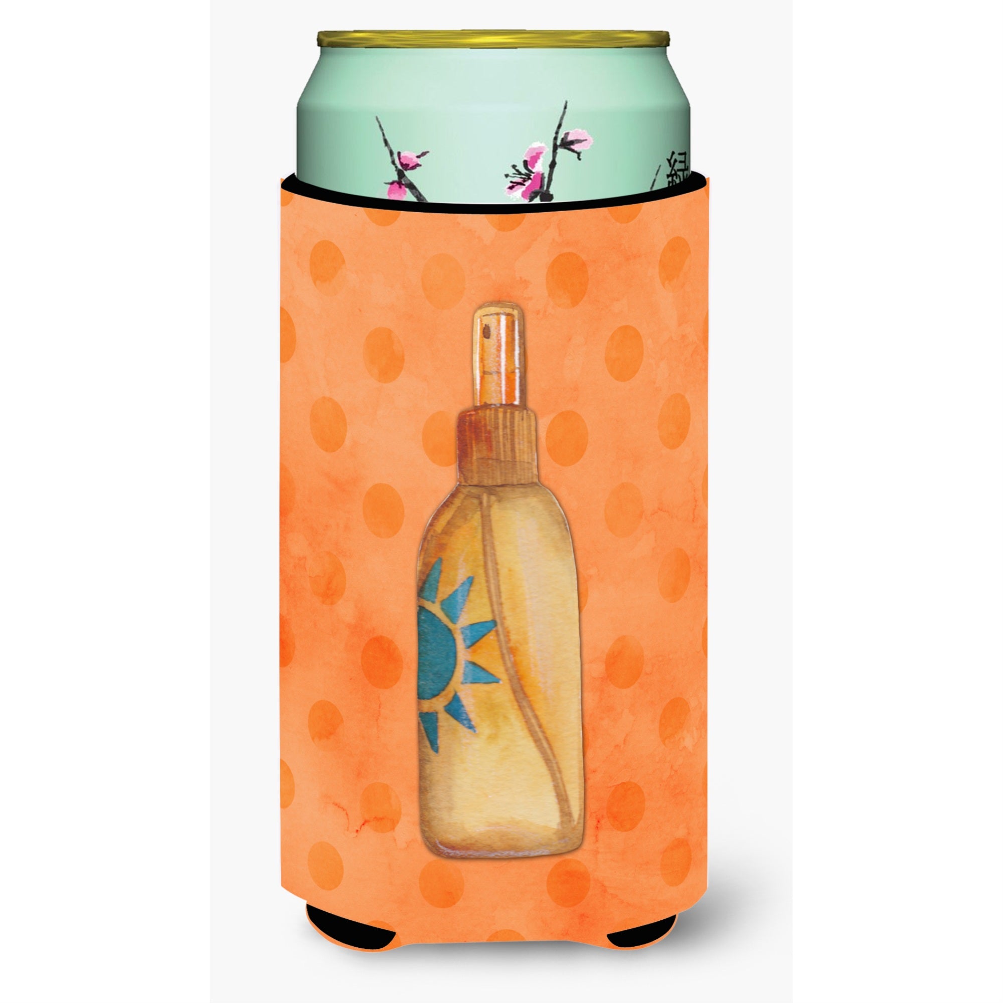 Caroline'S Treasures Message In A Bottle Orange Polkadot Beverage Insulator Hugger, Tall, Multicolor