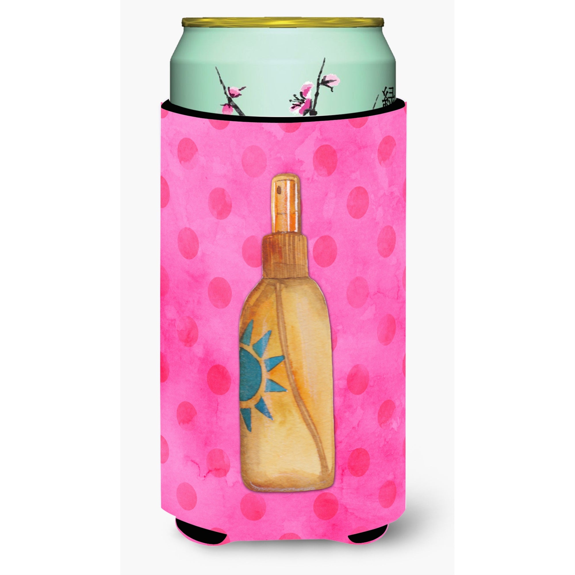 Caroline'S Treasures Message In A Bottle Pink Polkadot Beverage Insulator Hugger, Tall, Multicolor