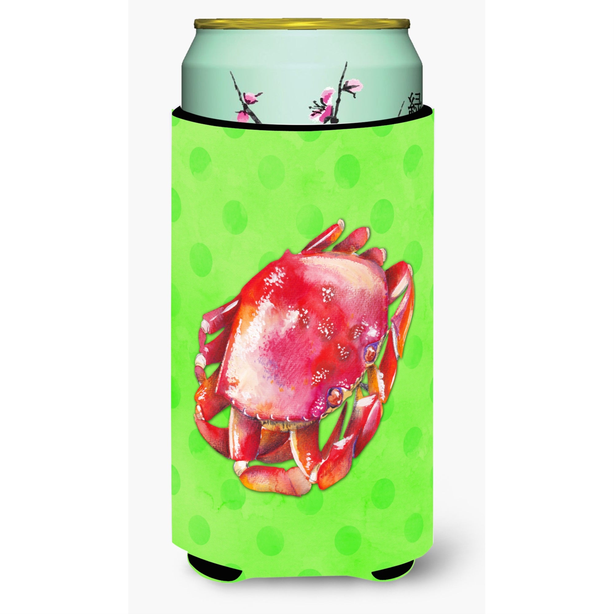 Caroline'S Treasures Crab Green Polkadot Boy Beverage Insulator Hugger, Tall, Multicolor