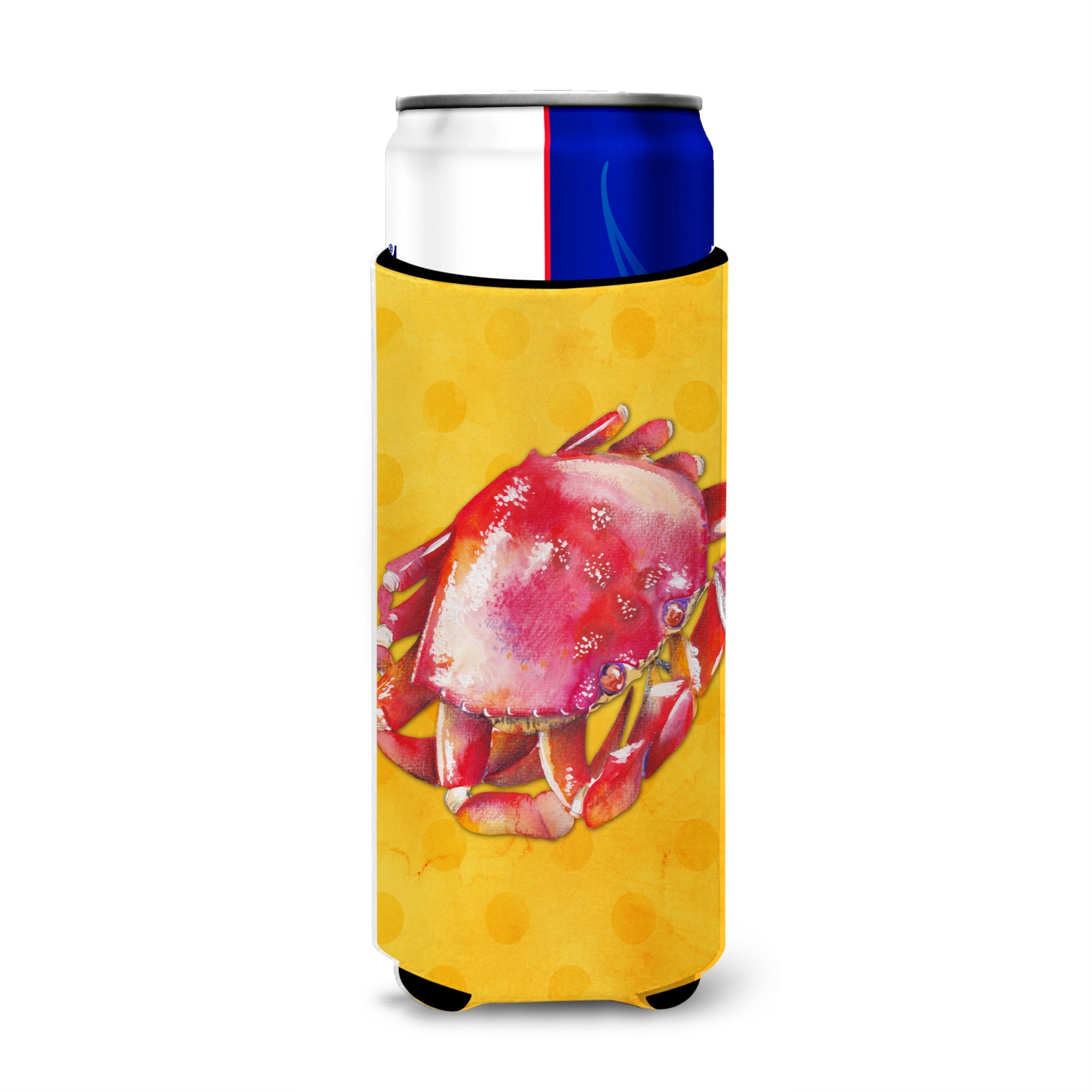 Caroline'S Treasures Crab Yellow Polkadot Beverage Insulator Hugger, Slim, Multicolor