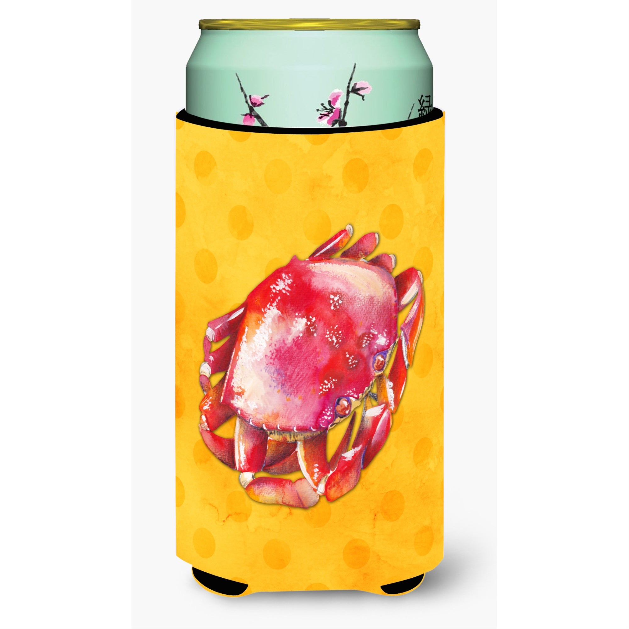 Caroline'S Treasures Crab Yellow Polkadot Boy Beverage Insulator Hugger, Tall, Multicolor
