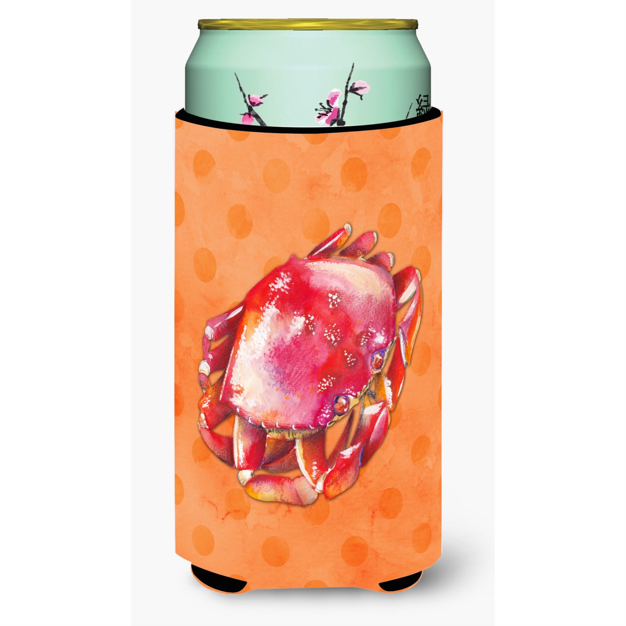 Caroline'S Treasures Crab Orange Polkadot Boy Beverage Insulator Hugger, Tall, Multicolor