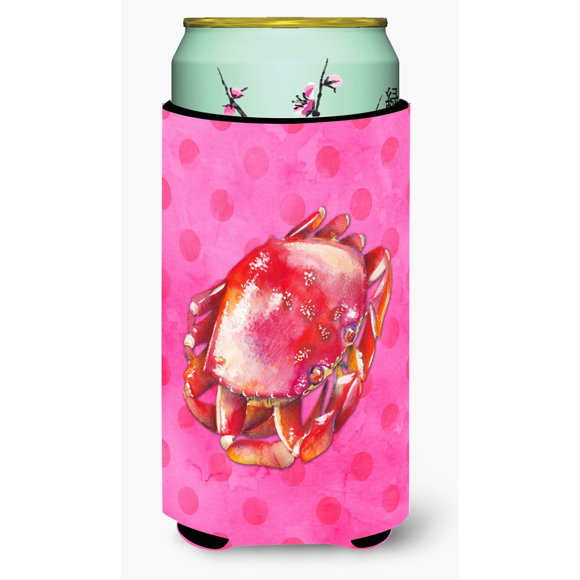 Caroline'S Treasures Crab Pink Polkadot Boy Beverage Insulator Hugger, Tall, Multicolor