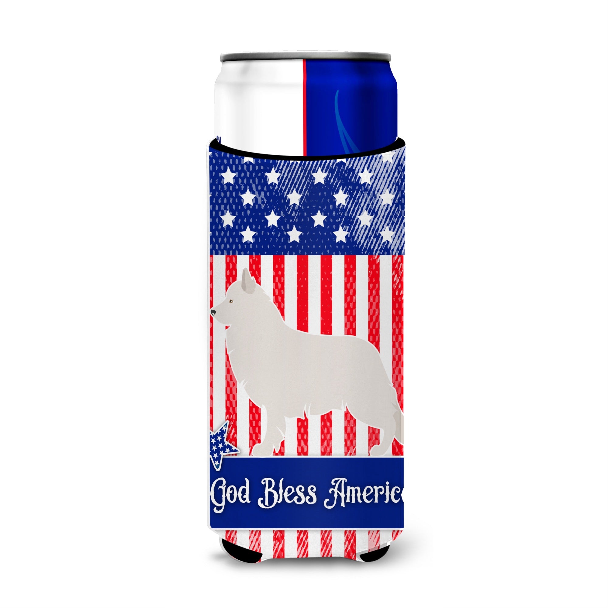 Caroline'S Treasures Berger Blanc Suisse American Decorative Can Hugger, Slim, Multicolor