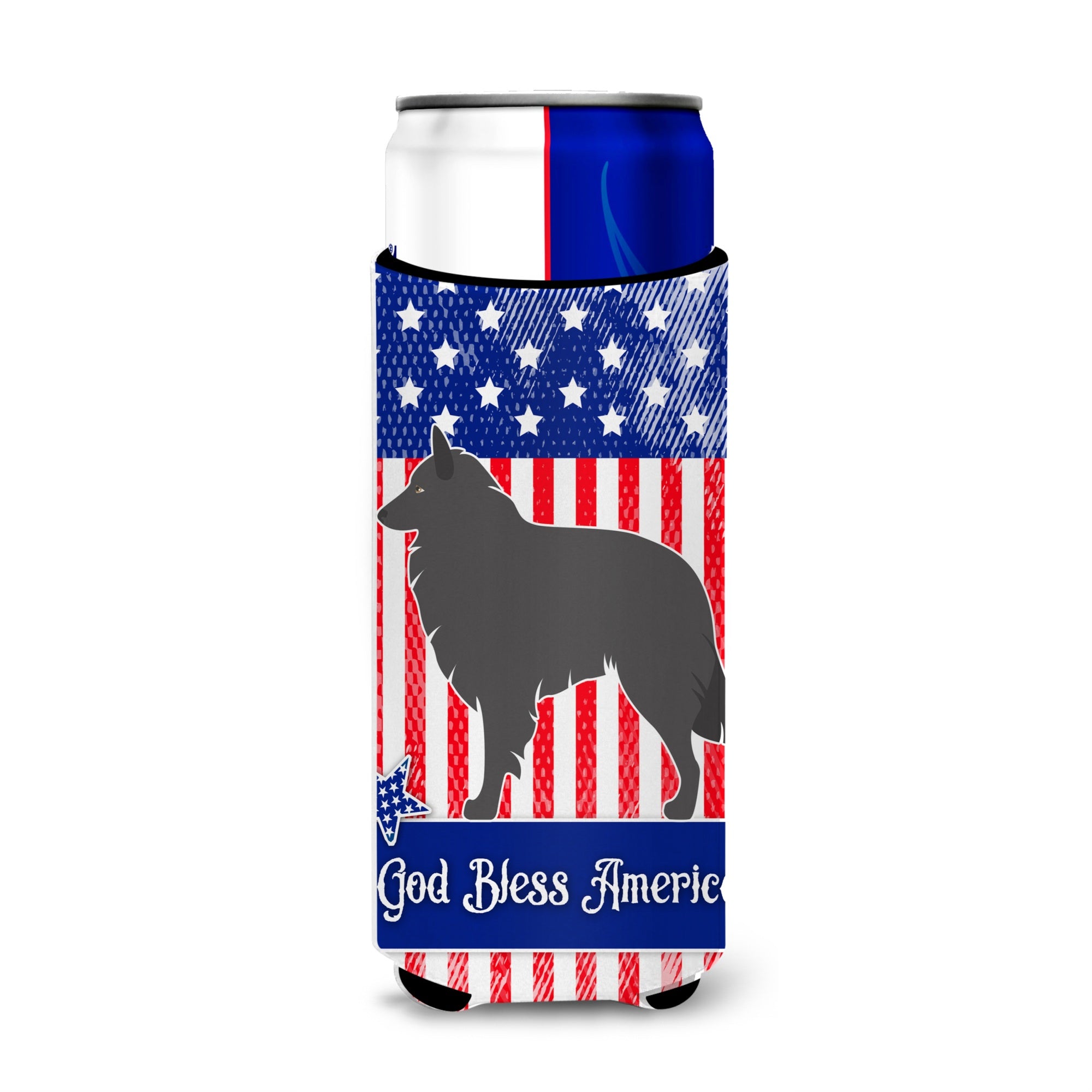 Caroline'S Treasures Groenendael Belgian Shepherd American Decorative Can Hugger, Slim, Multicolor
