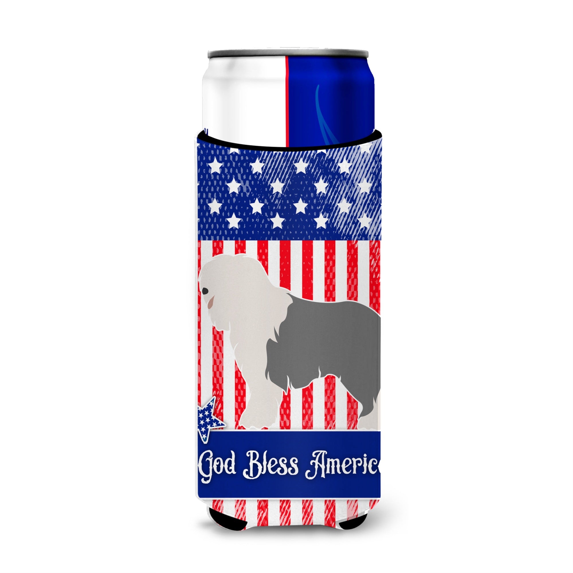 Caroline'S Treasures Old English Sheepdog American Decorative Can Hugger, Slim, Multicolor