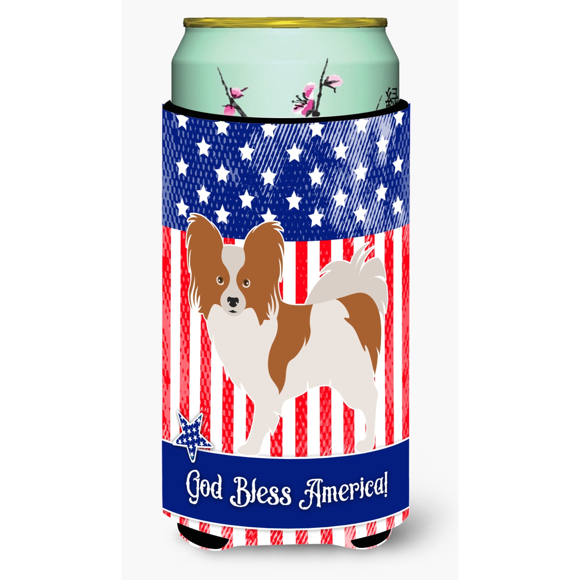 Caroline'S Treasures Papillon American Decorative Can Hugger, Tall Boy, Multicolor