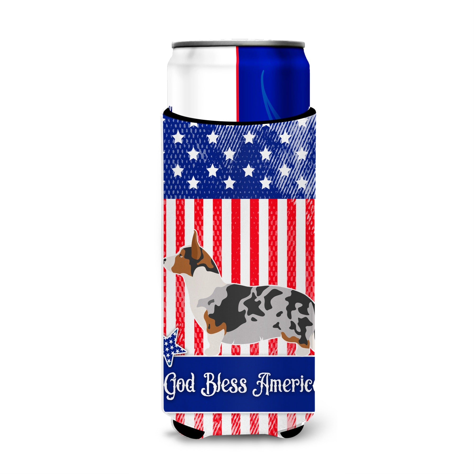 Caroline'S Treasures Welsh Corgi Cardigan American Decorative Can Hugger, Slim, Multicolor