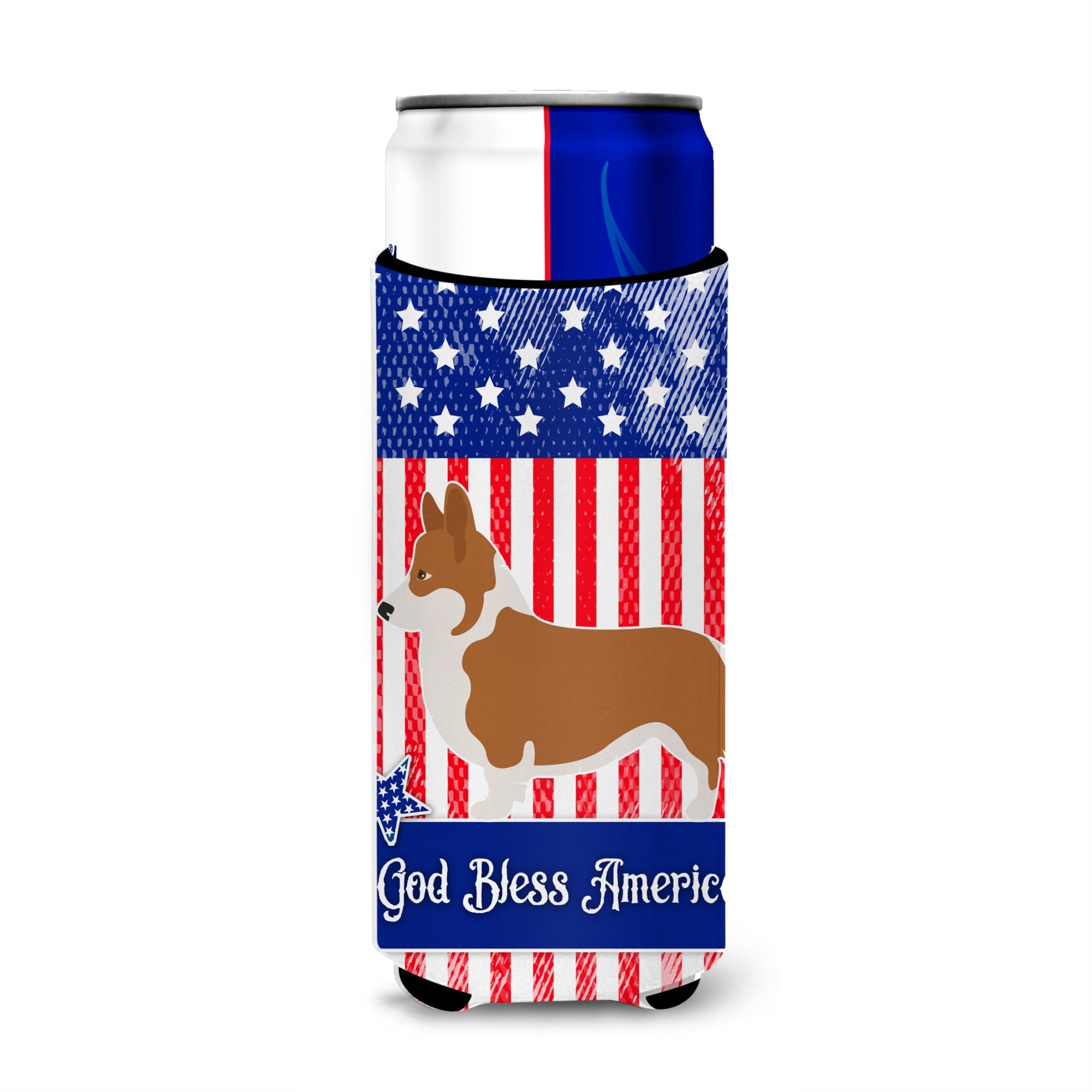 Caroline'S Treasures Pembroke Welsh Corgi American Decorative Can Hugger, Slim, Multicolor