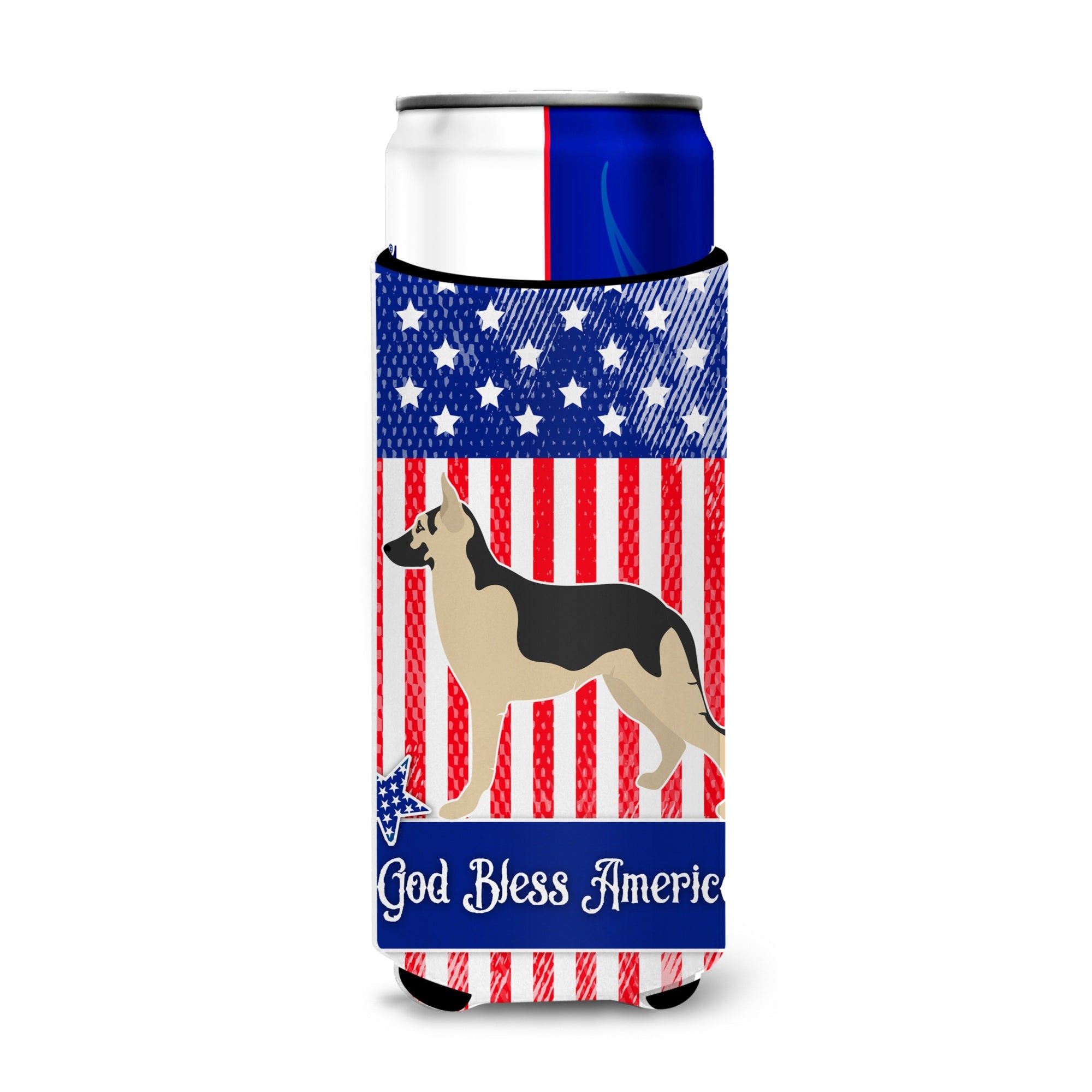 Caroline'S Treasures German Shepherd American Decorative Can Hugger, Slim, Multicolor
