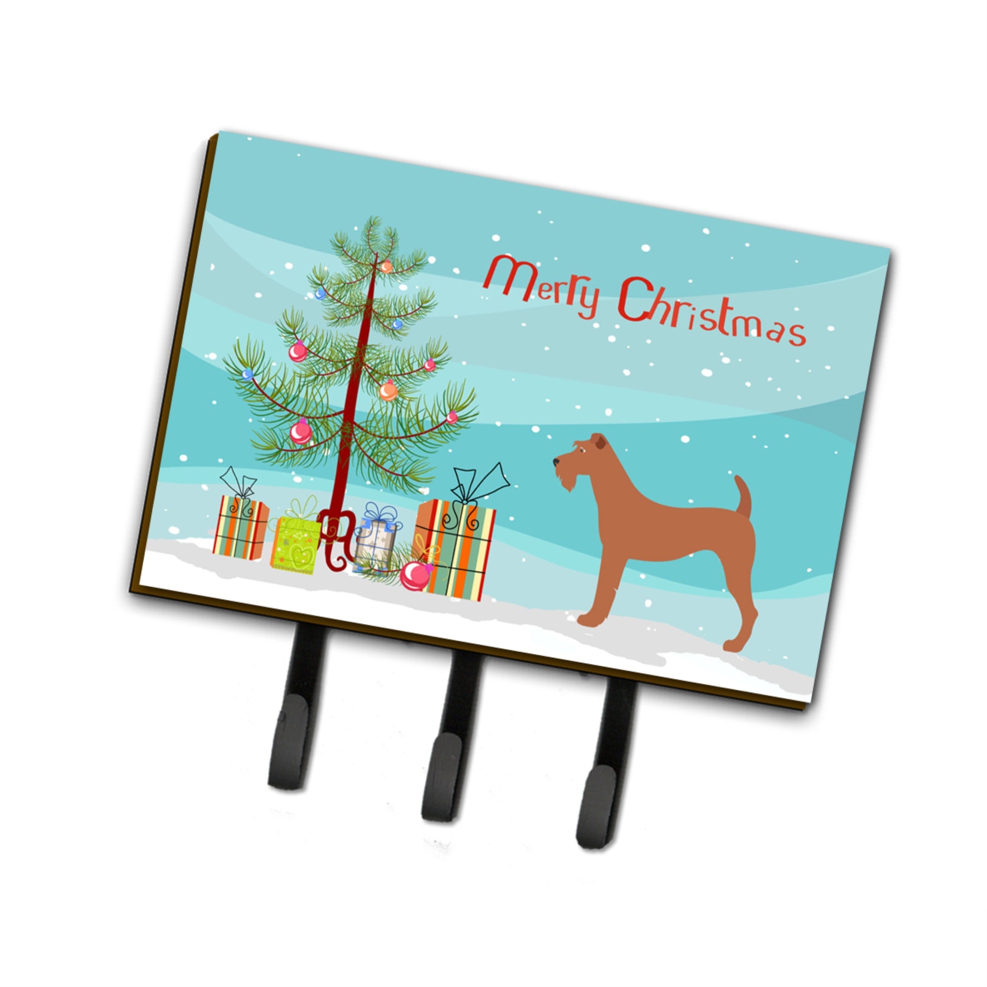 Caroline'S Treasures Irish Terrier Wall Hook, Triple, Christmas Tree