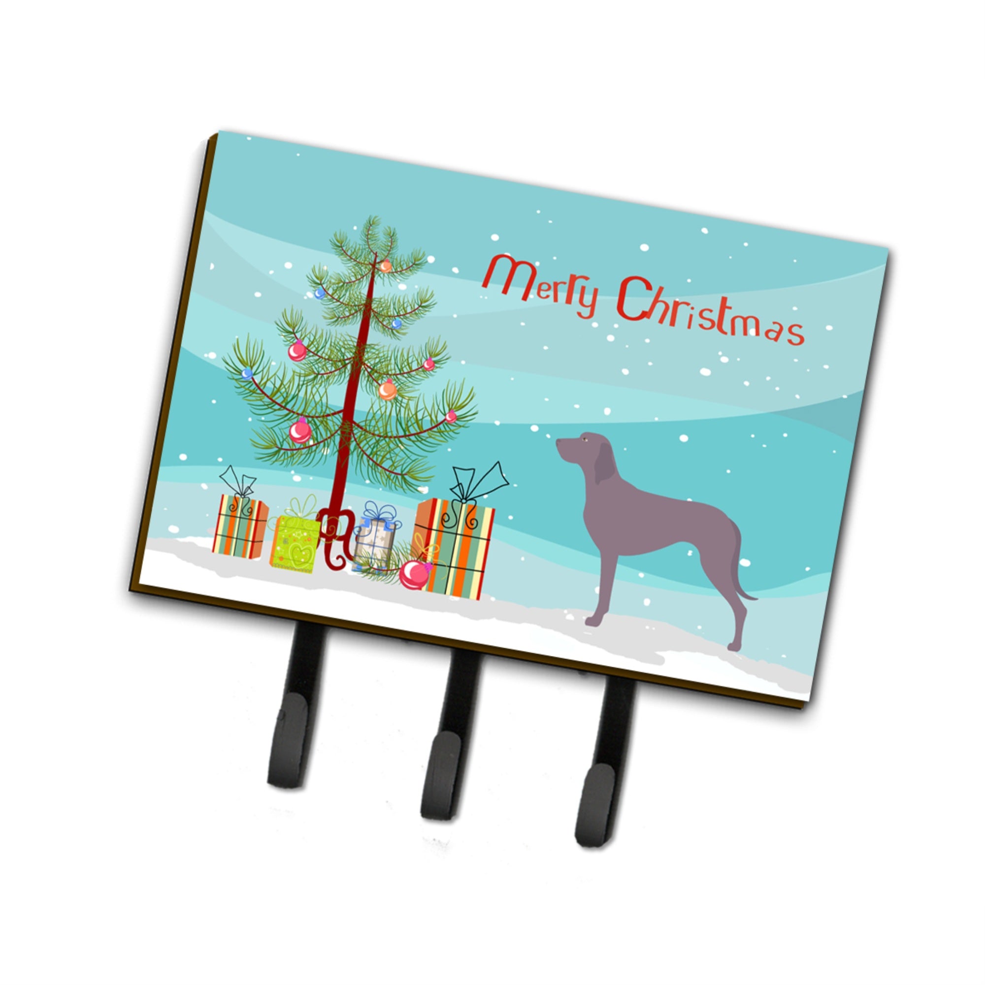 Caroline'S Treasures Weimaraner Wall Hook, Triple, Christmas Tree