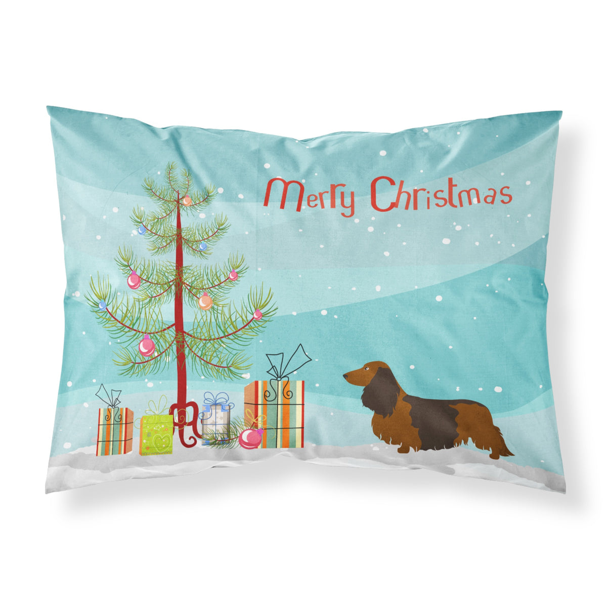 Caroline'S Treasures Longhaired Dachshund Christmas Pillowcase, Standard, Tree