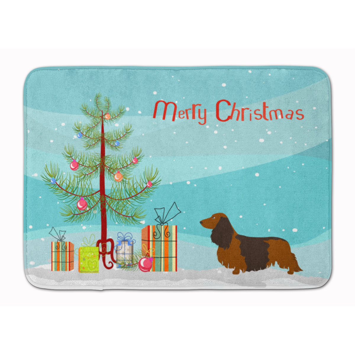 Caroline'S Treasures Longhaired Dachshund Christmas Floor Mat, 19Hx27W, Multicolor