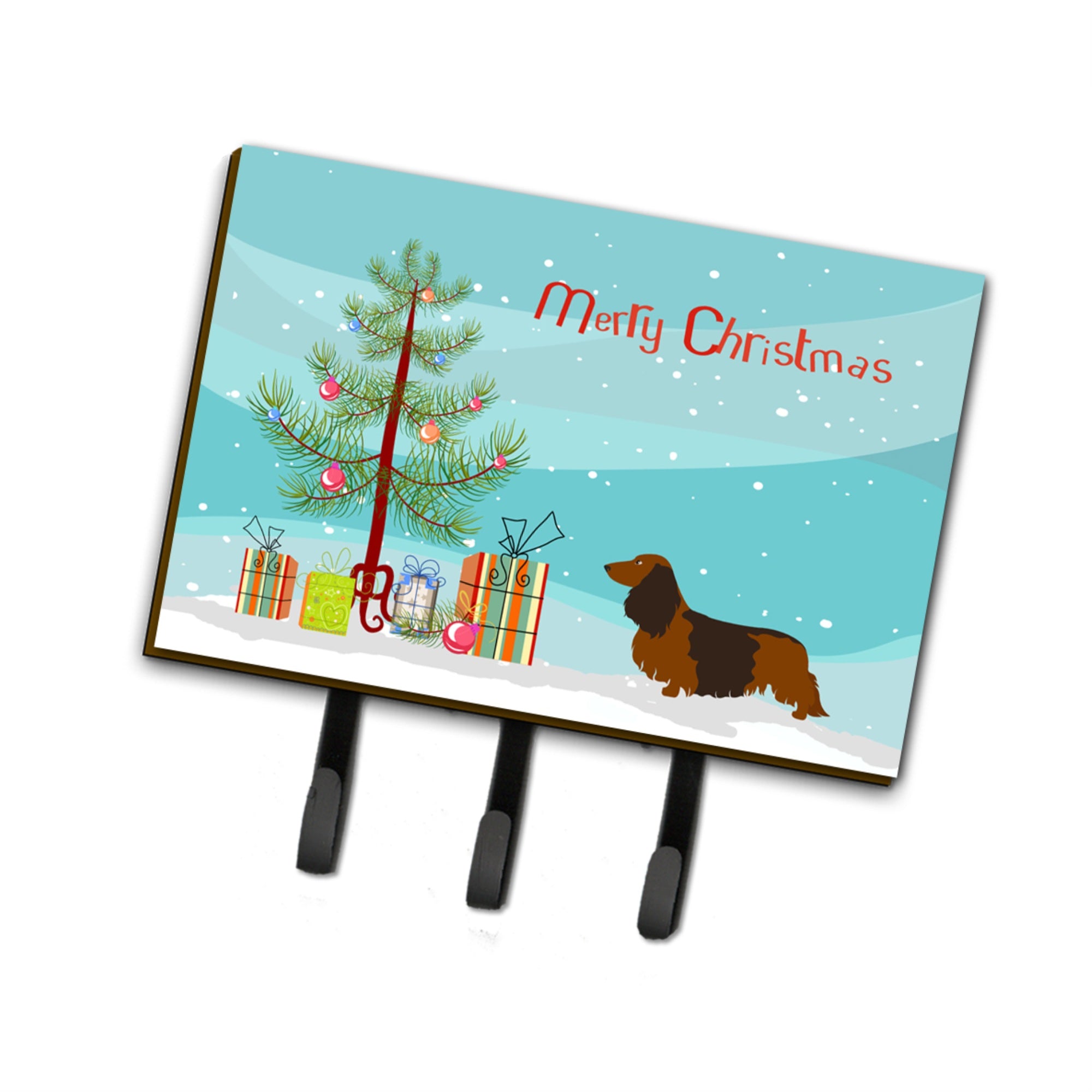 Caroline'S Treasures Longhaired Dachshund Christmas Wall Hook, Triple, Multicolor