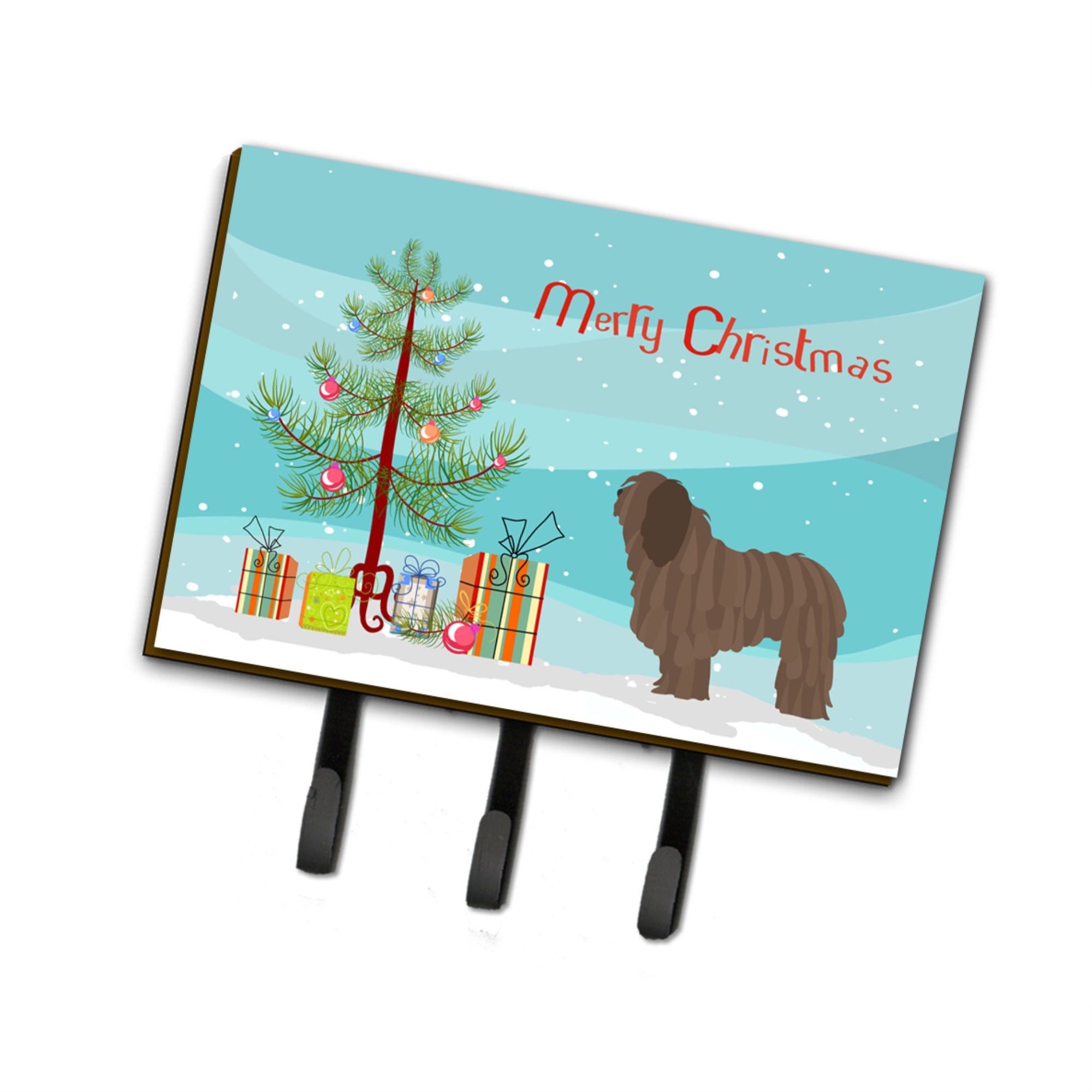 Caroline'S Treasures Bergamasco Shepherd Wall Hook, Triple, Christmas Tree
