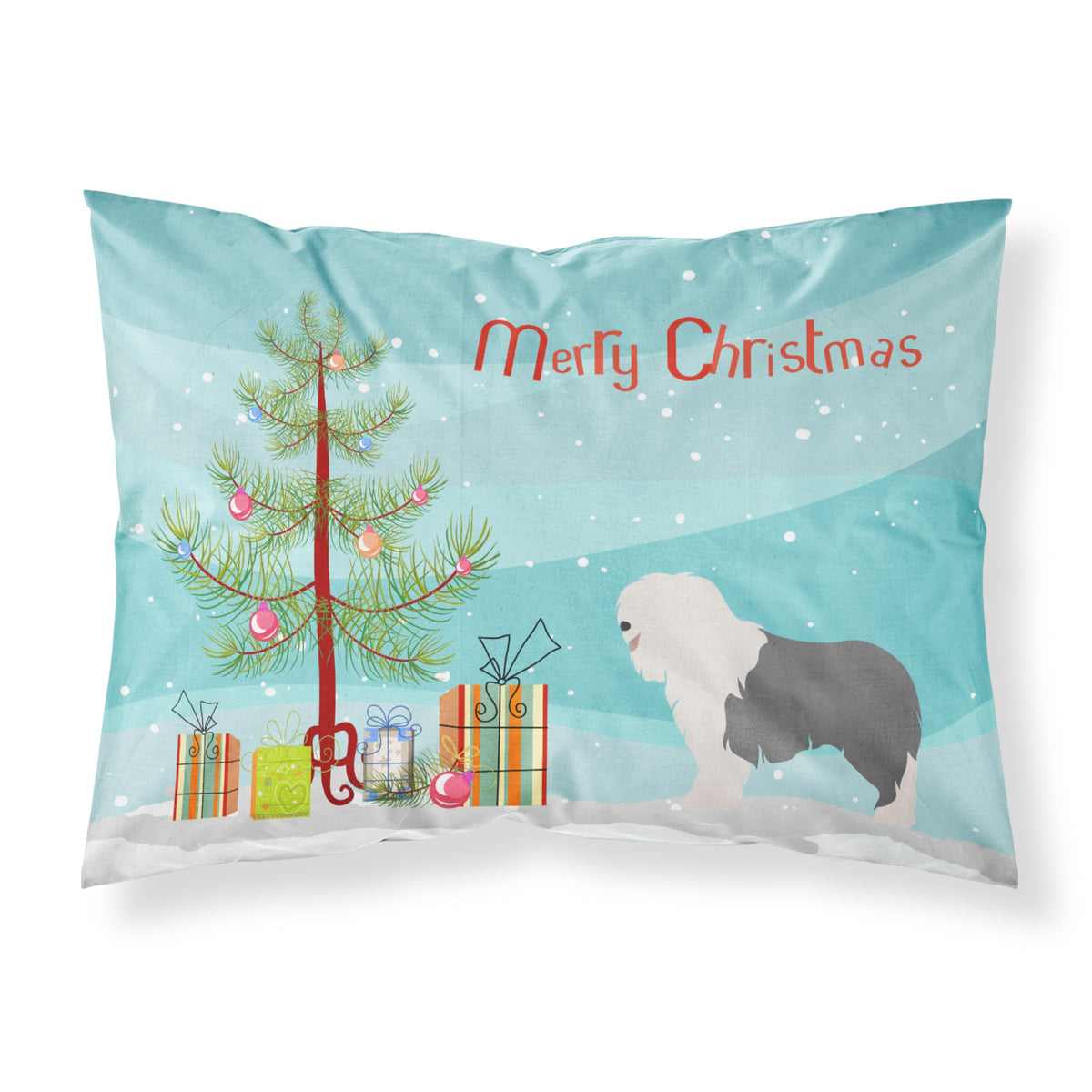 Caroline'S Treasures Old English Sheepdog Pillowcase, Standard, Christmas Tree