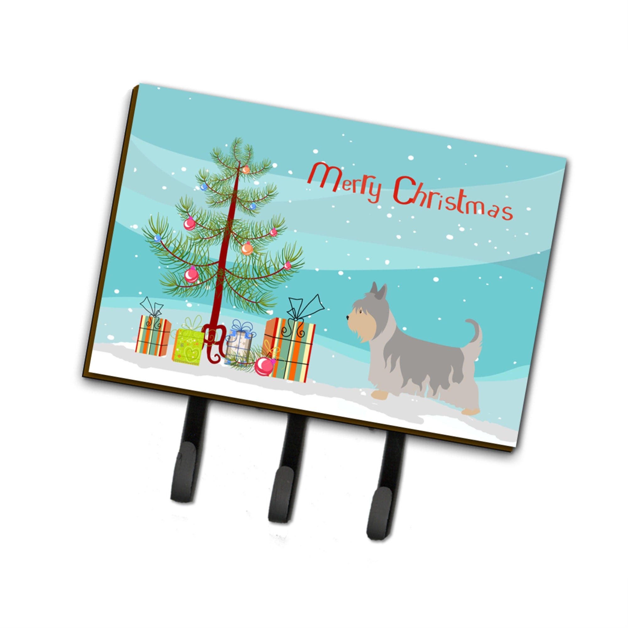 Caroline'S Treasures Australian Silky Terrier Wall Hook, Triple, Christmas Tree