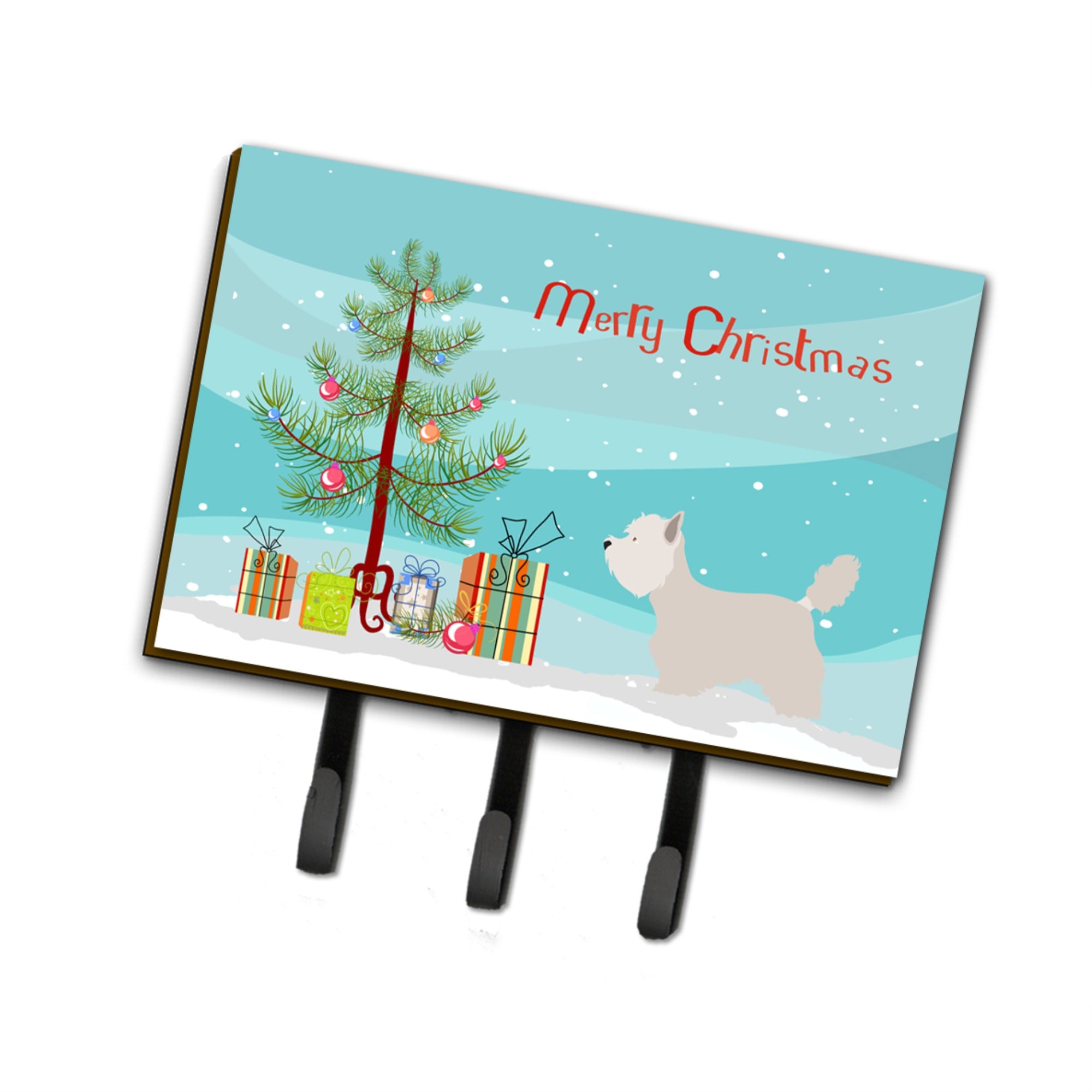 Caroline'S Treasures Westie Wall Hook, Triple, Christmas Tree