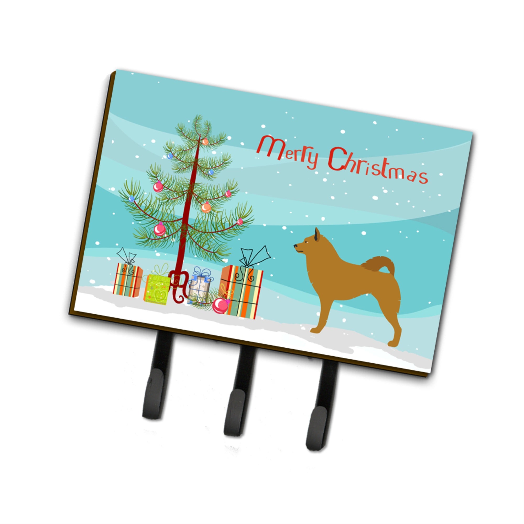 Caroline'S Treasures Finnish Spitz Wall Hook, Triple, Christmas Tree