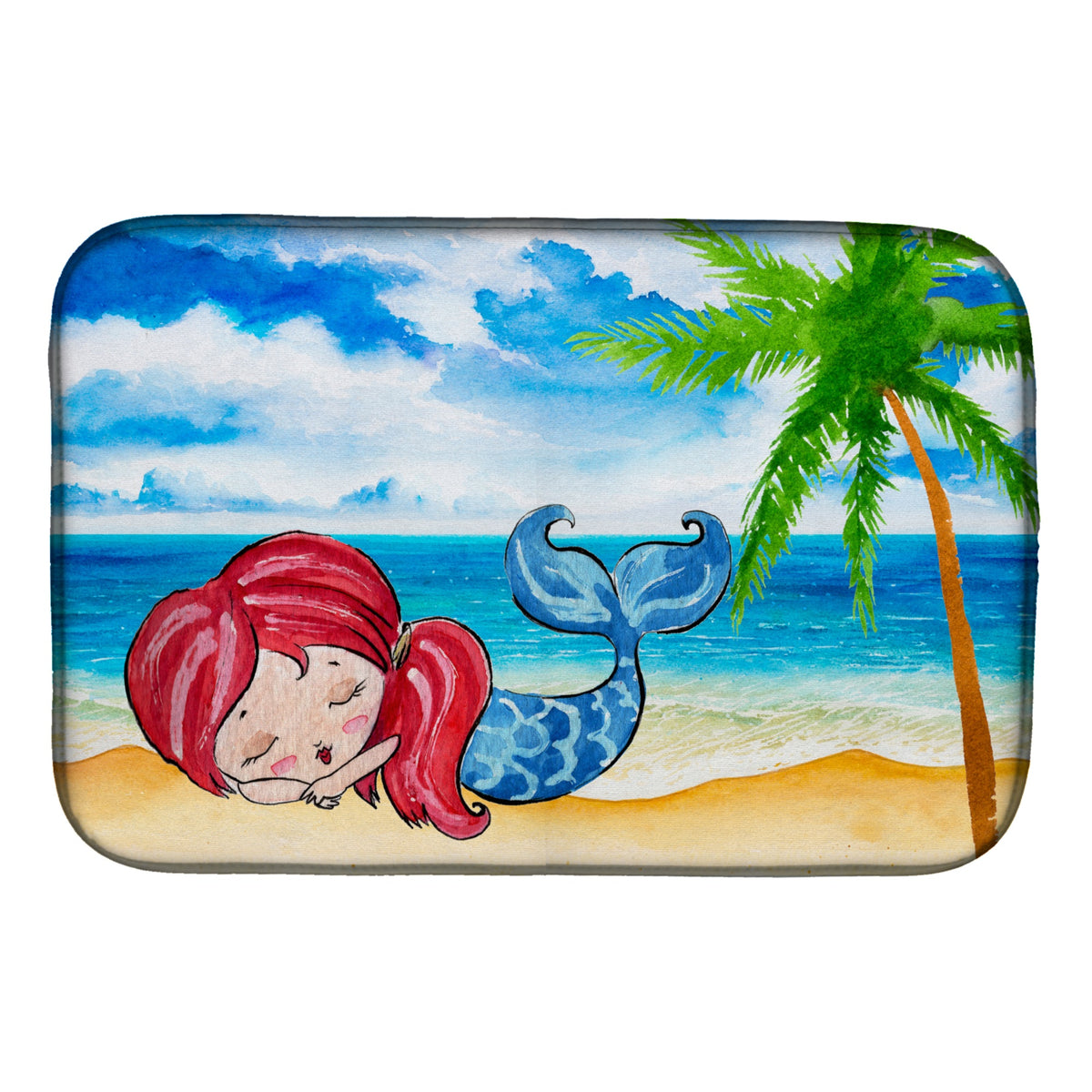 Caroline'S Treasures Mermaid On The Beach Dish Drying Mat, 14 X 21, Multicolor