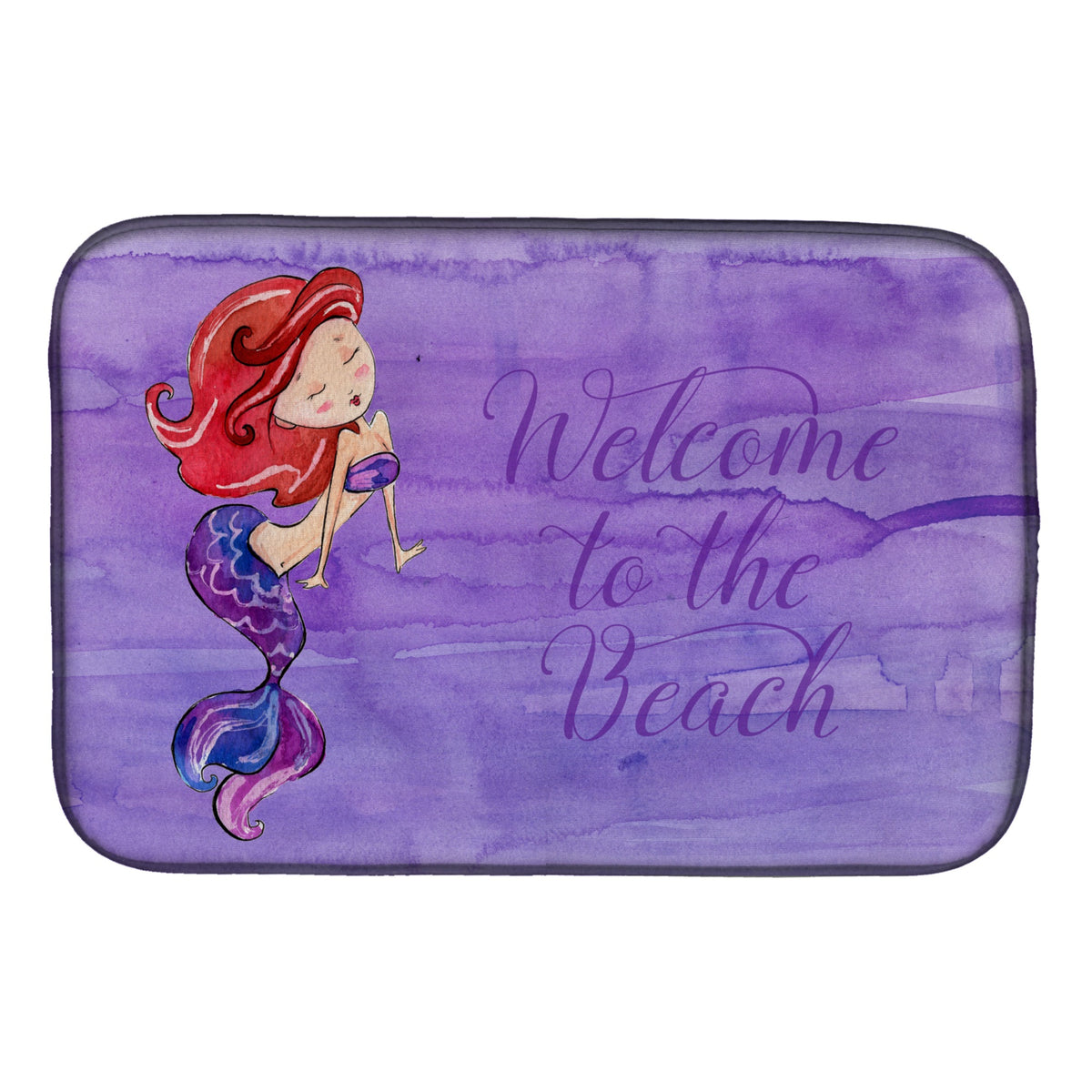 Caroline'S Treasures Mermaid Welcome Purple Dish Drying Mat, 14 X 21, Multicolor