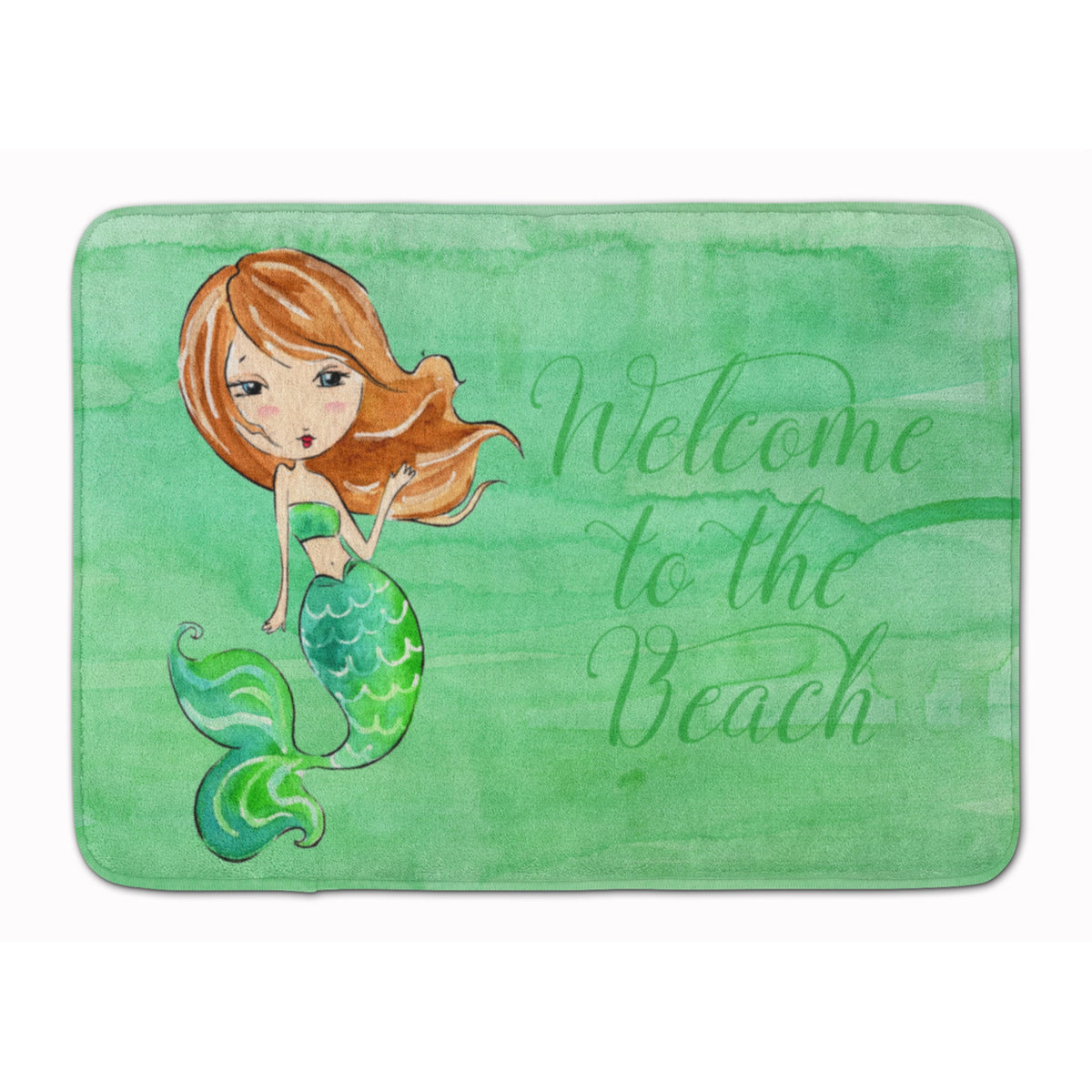 Caroline'S Treasures Mermaid Welcome Green Floor Mat, 19 X 27, Multicolor