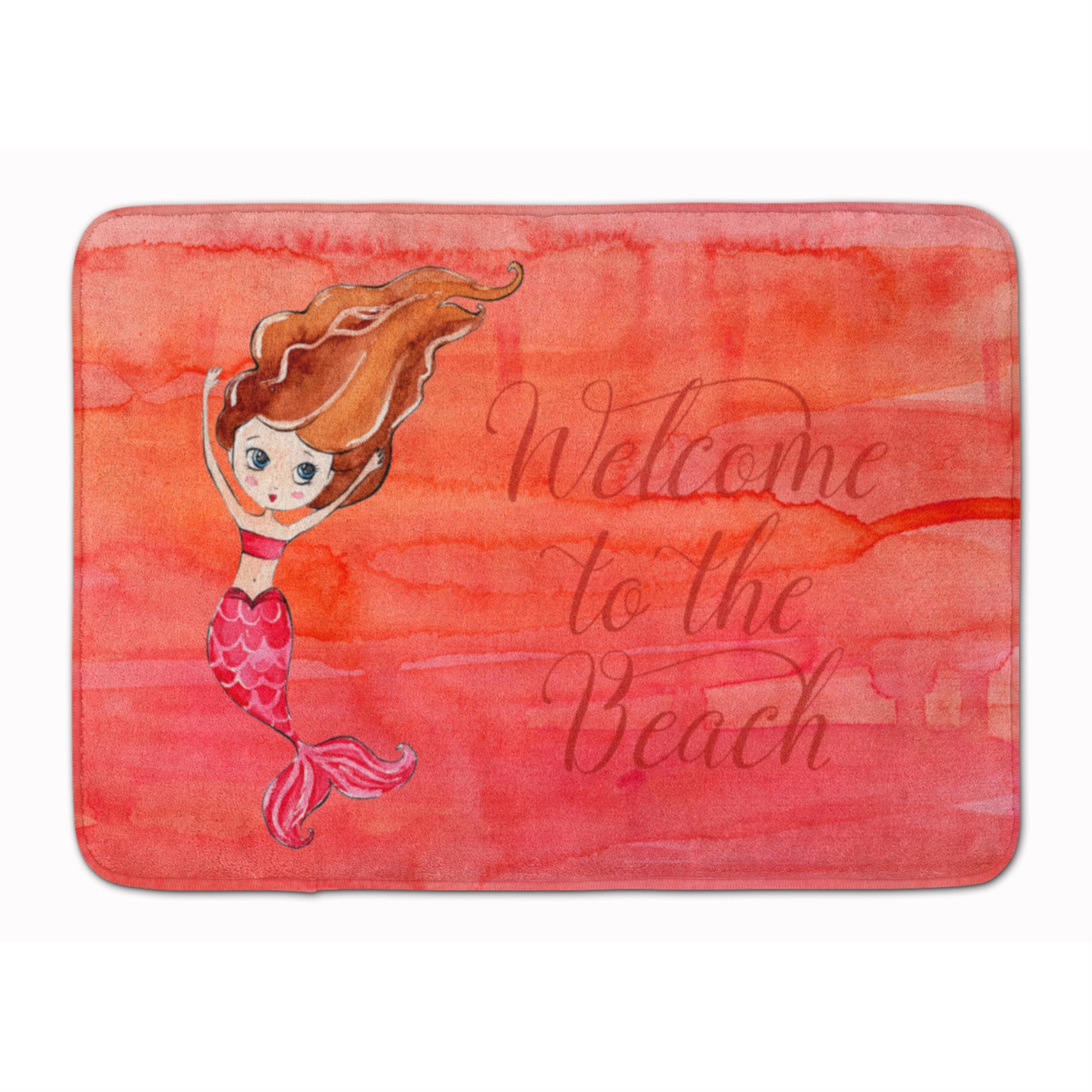 Caroline'S Treasures Mermaid Welcome Red Floor Mat, 19 X 27, Multicolor