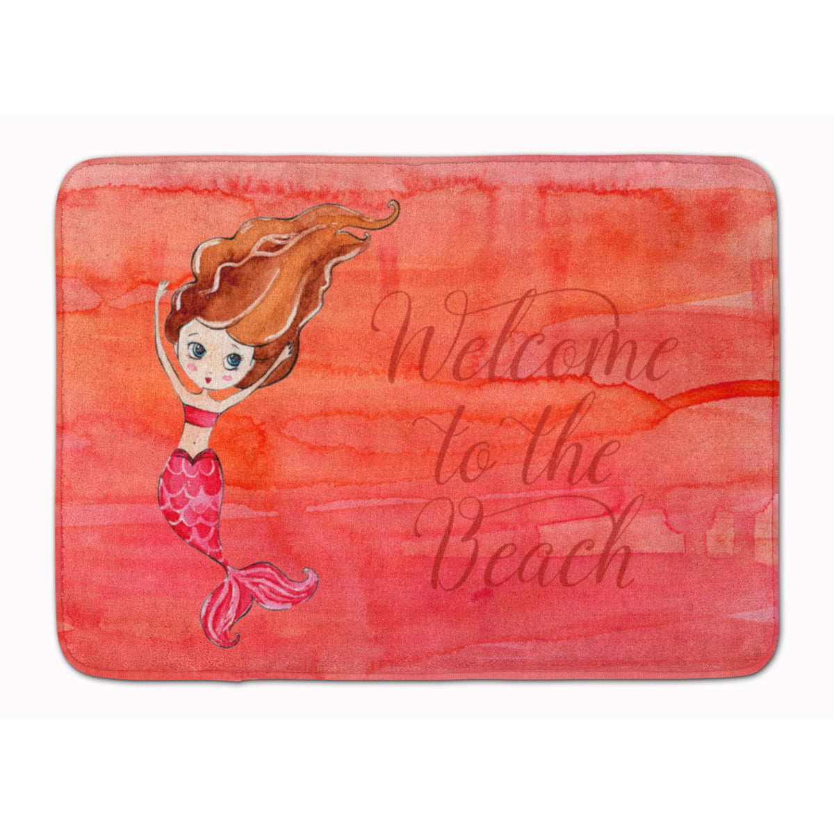 Caroline'S Treasures Mermaid Welcome Red Floor Mat, 19 X 27, Multicolor