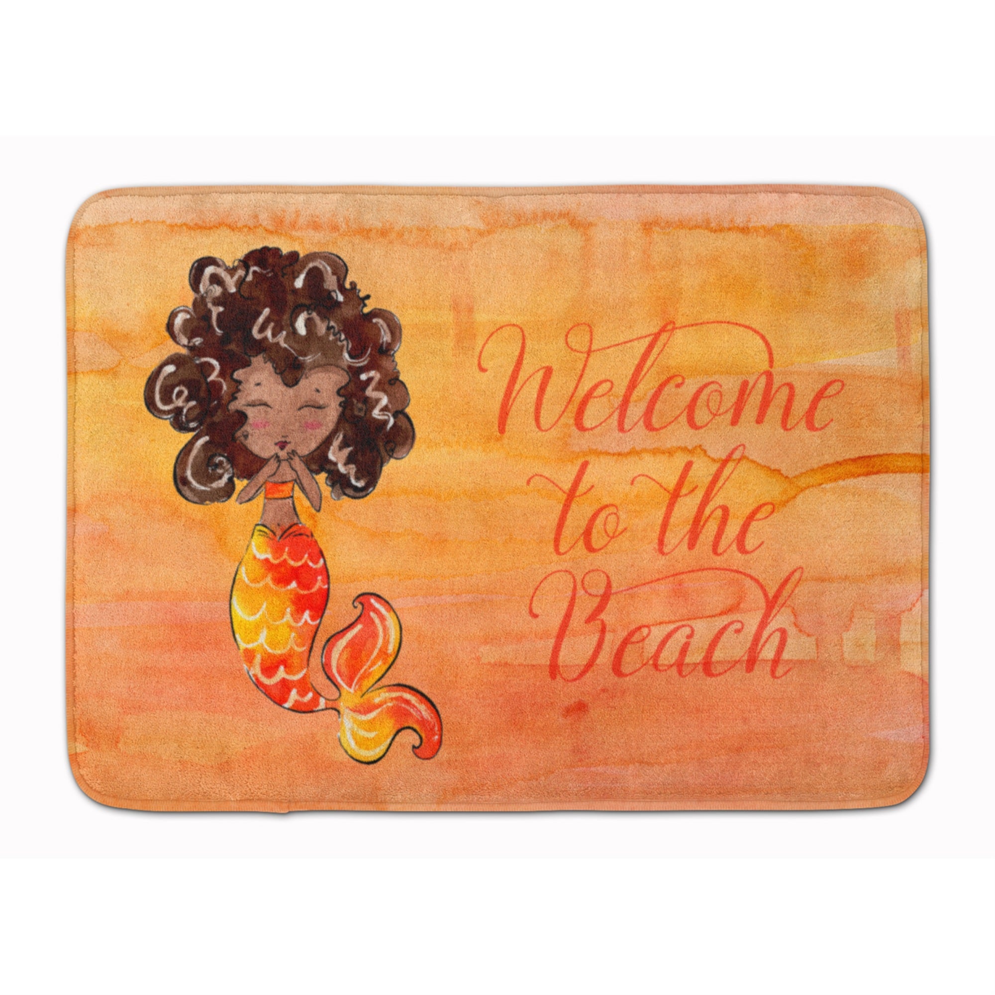 Caroline'S Treasures Mermaid Welcome Orange Floor Mat, 19 X 27, Multicolor