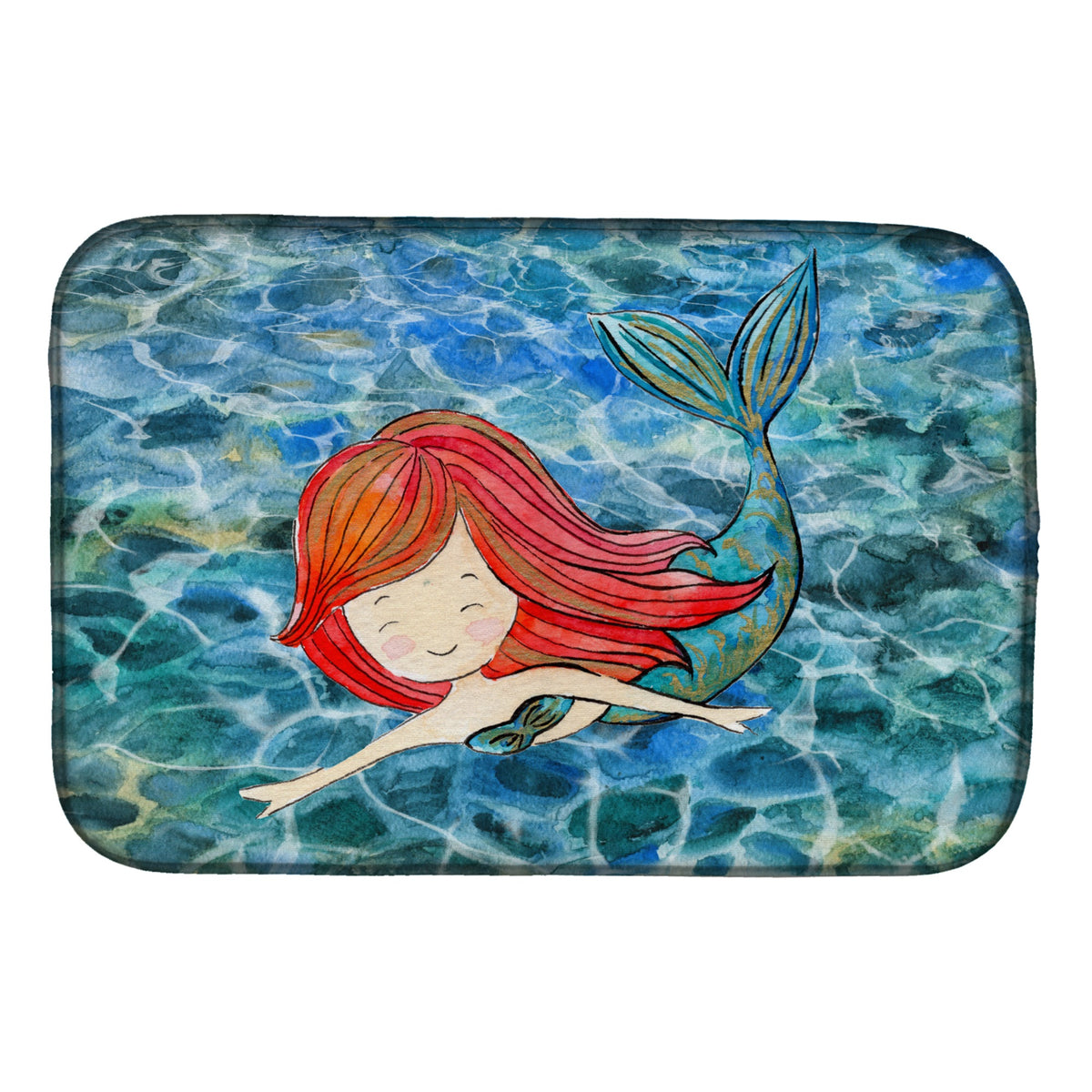 Caroline'S Treasures Mermaid Swimming Dish Drying Mat, 14 X 21, Multicolor