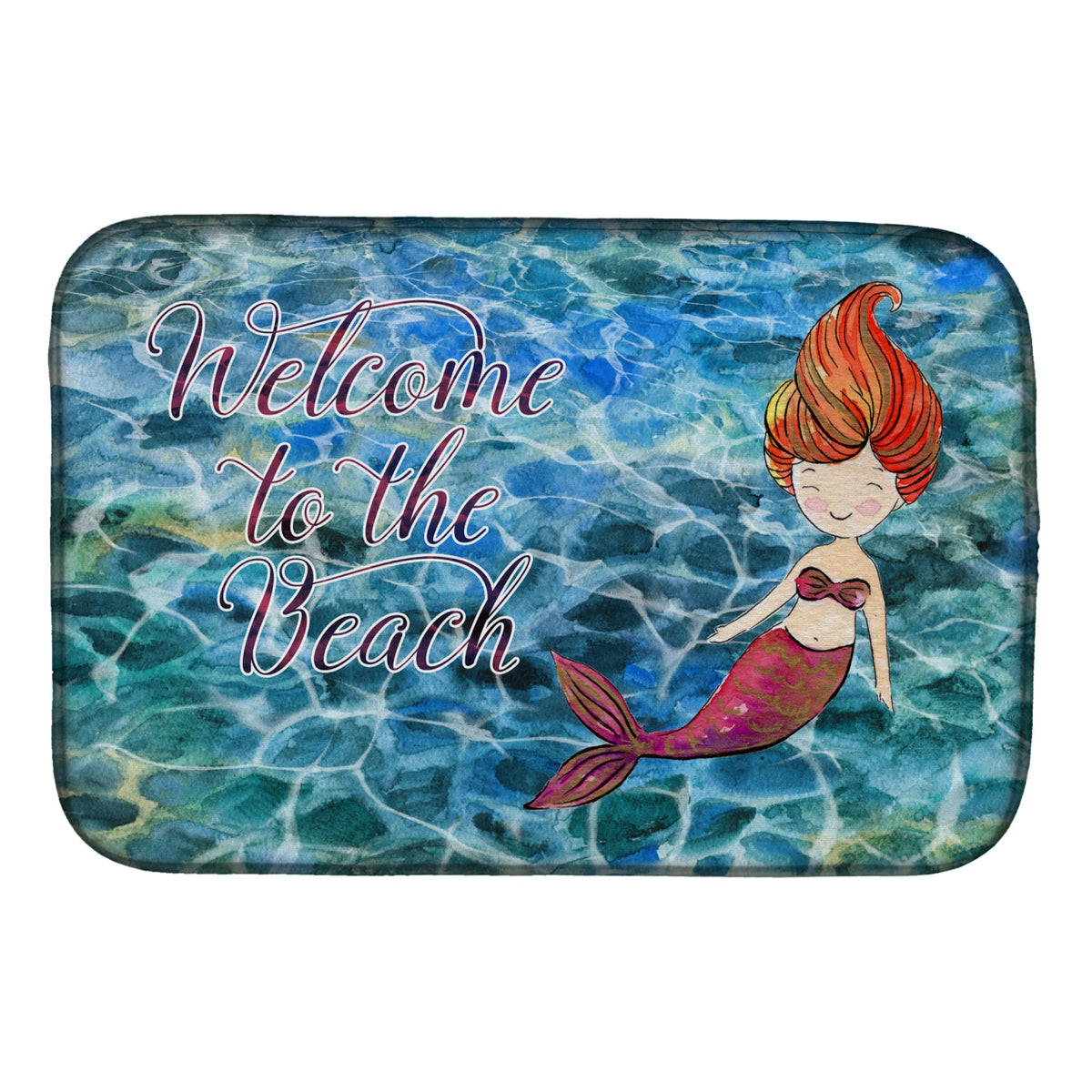 Caroline'S Treasures Mermaid Water Welcome Dish Drying Mat, 14 X 21, Multicolor