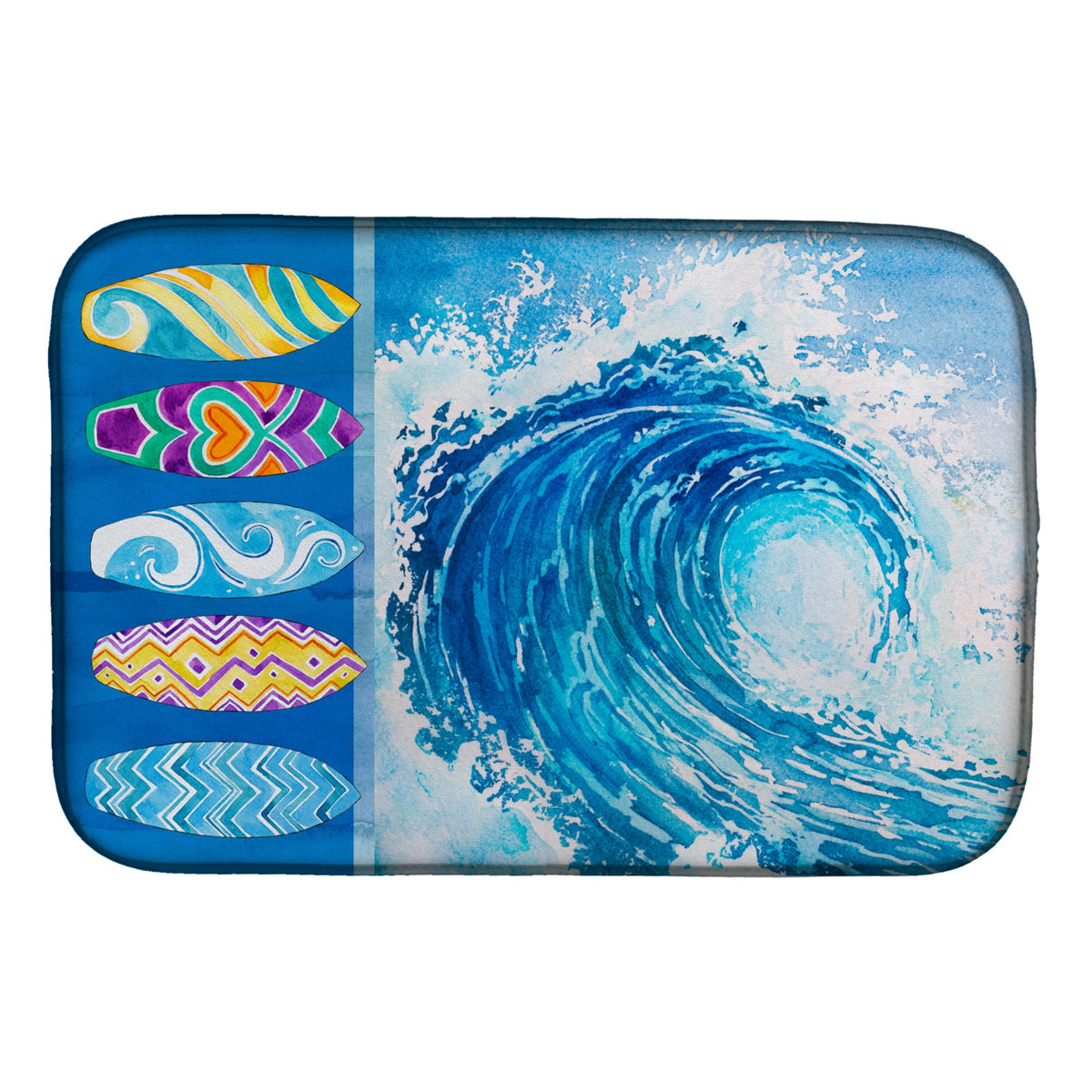 Caroline'S Treasures Surf Boards And Wave Dish Drying Mat, 14 X 21, Multicolor