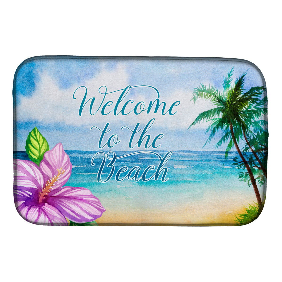 Caroline'S Treasures Beach Scene Welcome Dish Drying Mat, 14 X 21, Multicolor