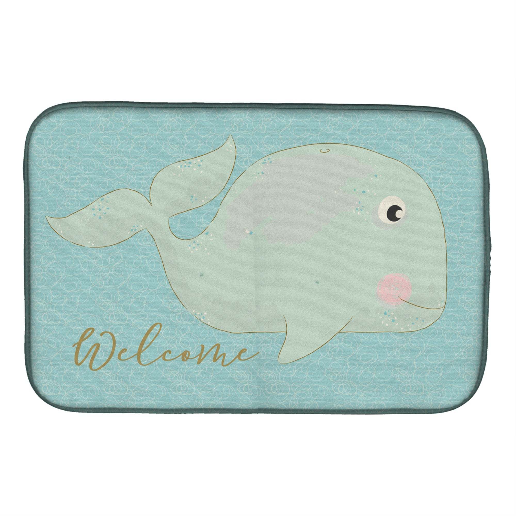 Caroline'S Treasures Whale Welcome Dish Drying Mat, 14 X 21, Multicolor
