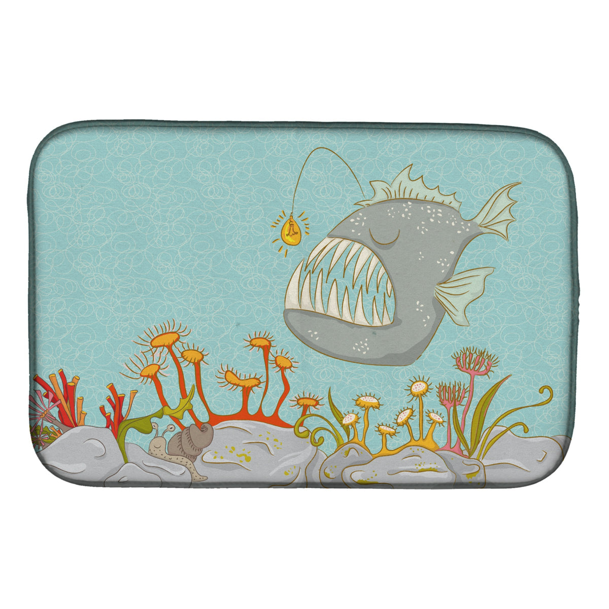 Caroline'S Treasures Frog Fish Scene Dish Drying Mat, 14 X 21, Multicolor