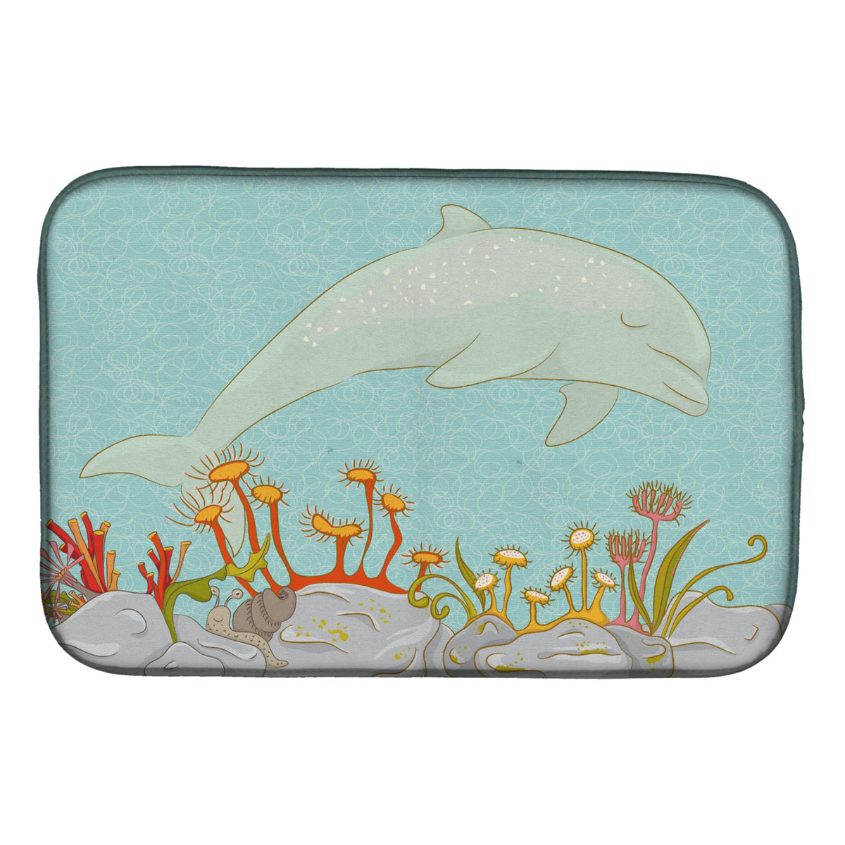 Caroline'S Treasures Dolphin Underwater Scene Dish Drying Mat, 14 X 21, Multicolor