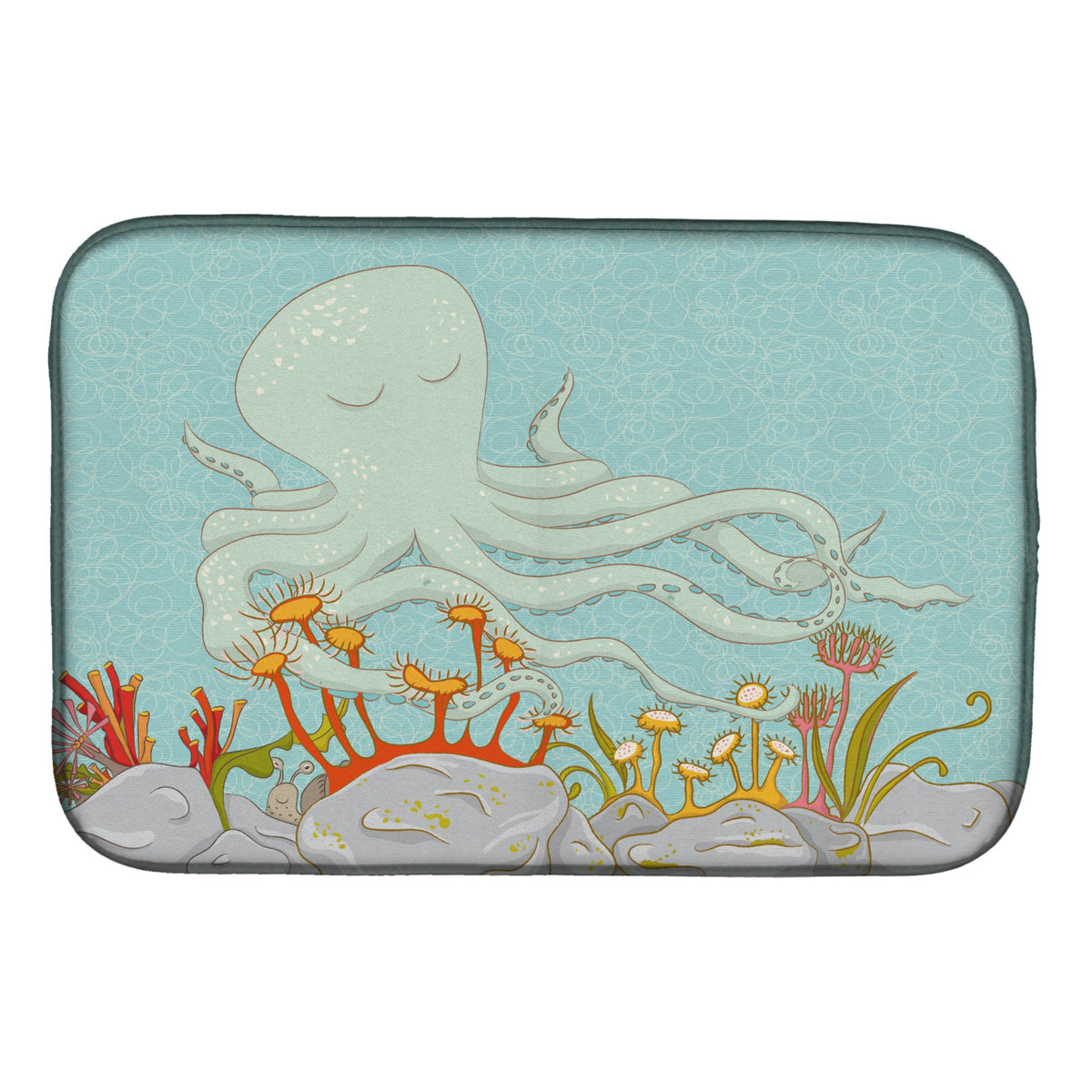 Caroline'S Treasures Octopus Underwater Scene Dish Drying Mat, 14 X 21