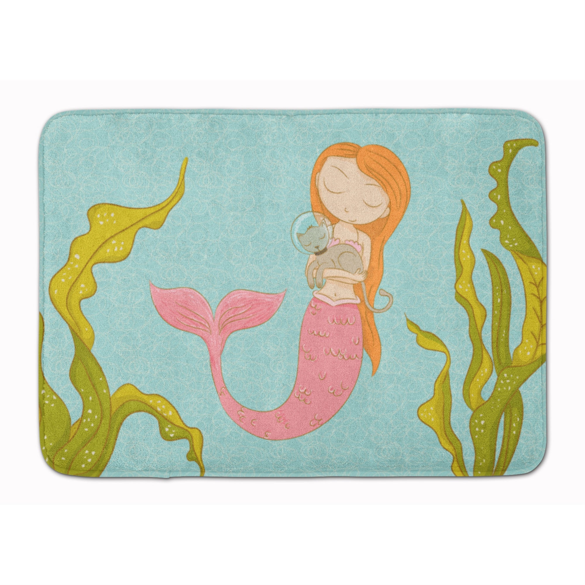 Caroline'S Treasures Mermaid And Cat Underwater Floor Mat, 19 X 27, Multicolor