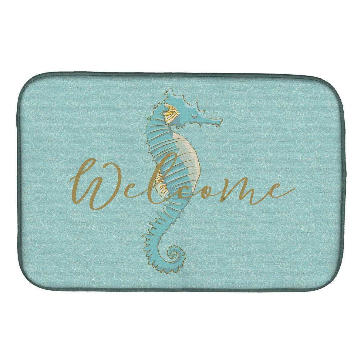 Caroline'S Treasures Seahorse Welcome Dish Drying Mat, 14 X 21