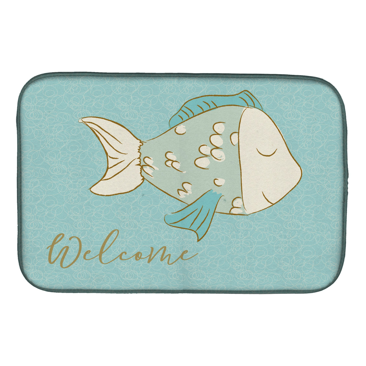 Caroline'S Treasures Fish Welcome Dish Drying Mat, 14 X 21, Multicolor