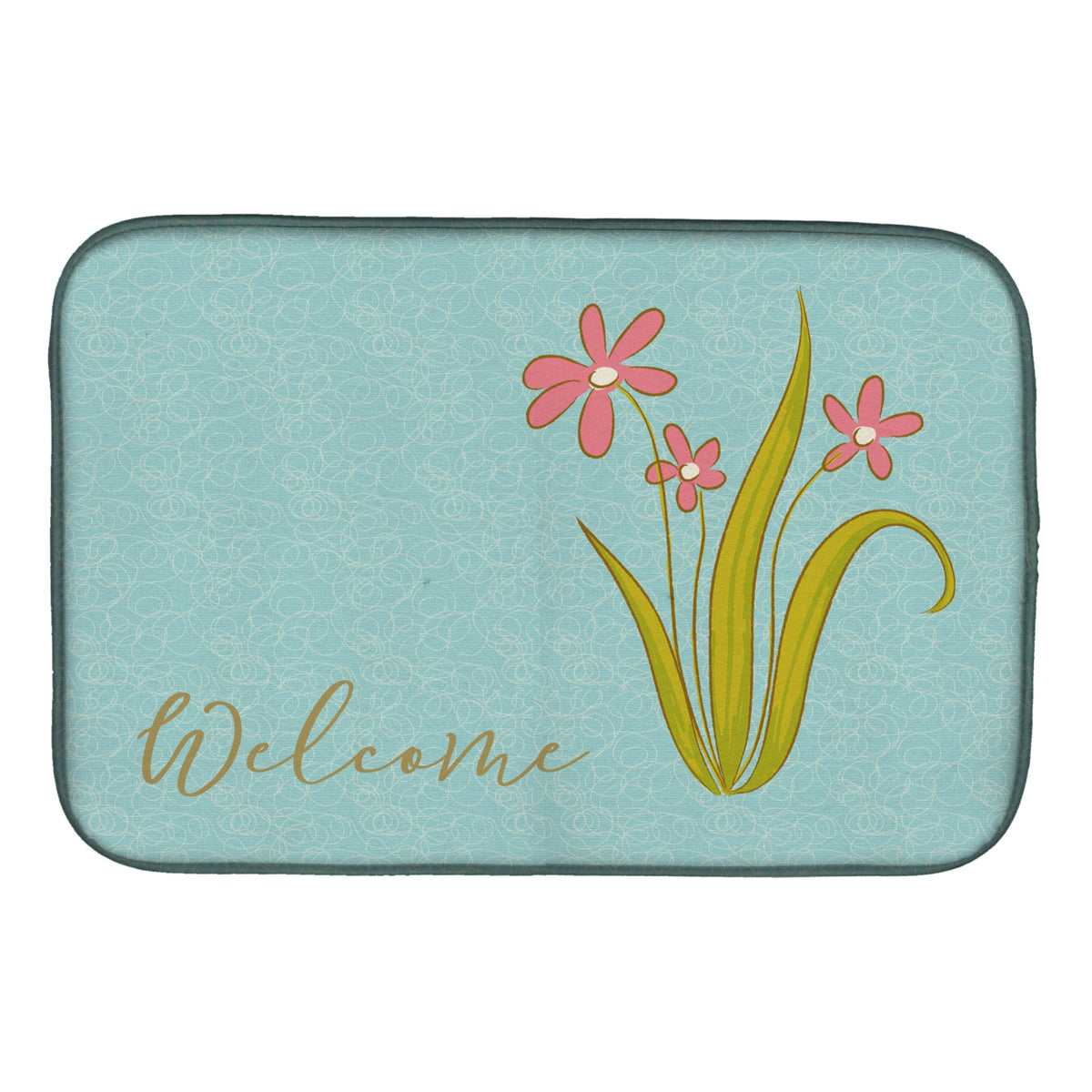 Caroline'S Treasures Flowers Welcome Dish Drying Mat, 14 X 21