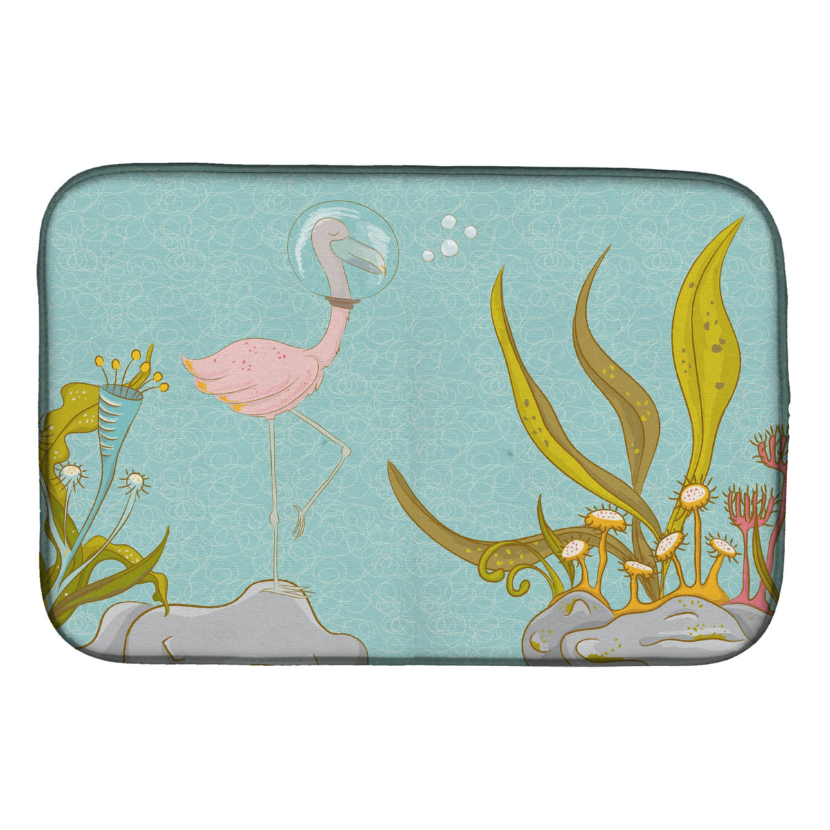 Caroline'S Treasures Flamingo Underwater #2 Dish Drying Mat, 14 X 21