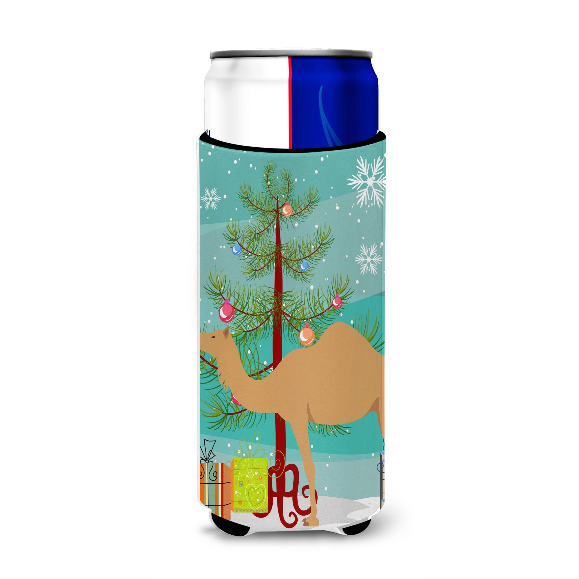 Caroline'S Treasures Arabian Camel Dromedary Christmas Decorative Can Hugger, Slim, Multicolor