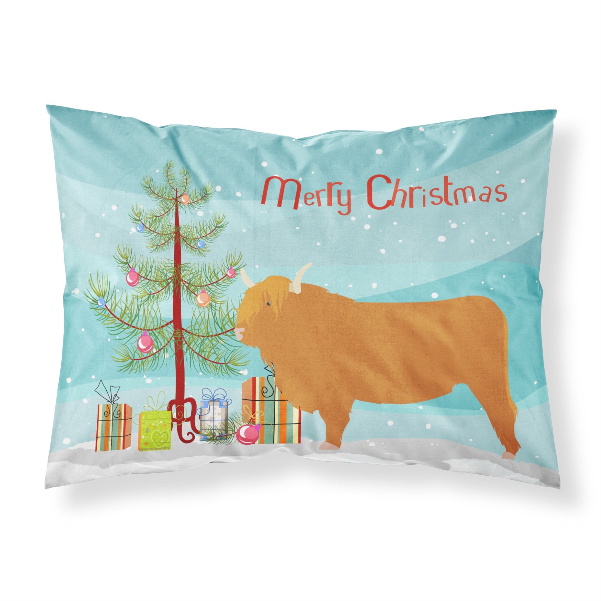Caroline'S Treasures Highland Cow Christmas Pillowcase, Standard, Multicolor